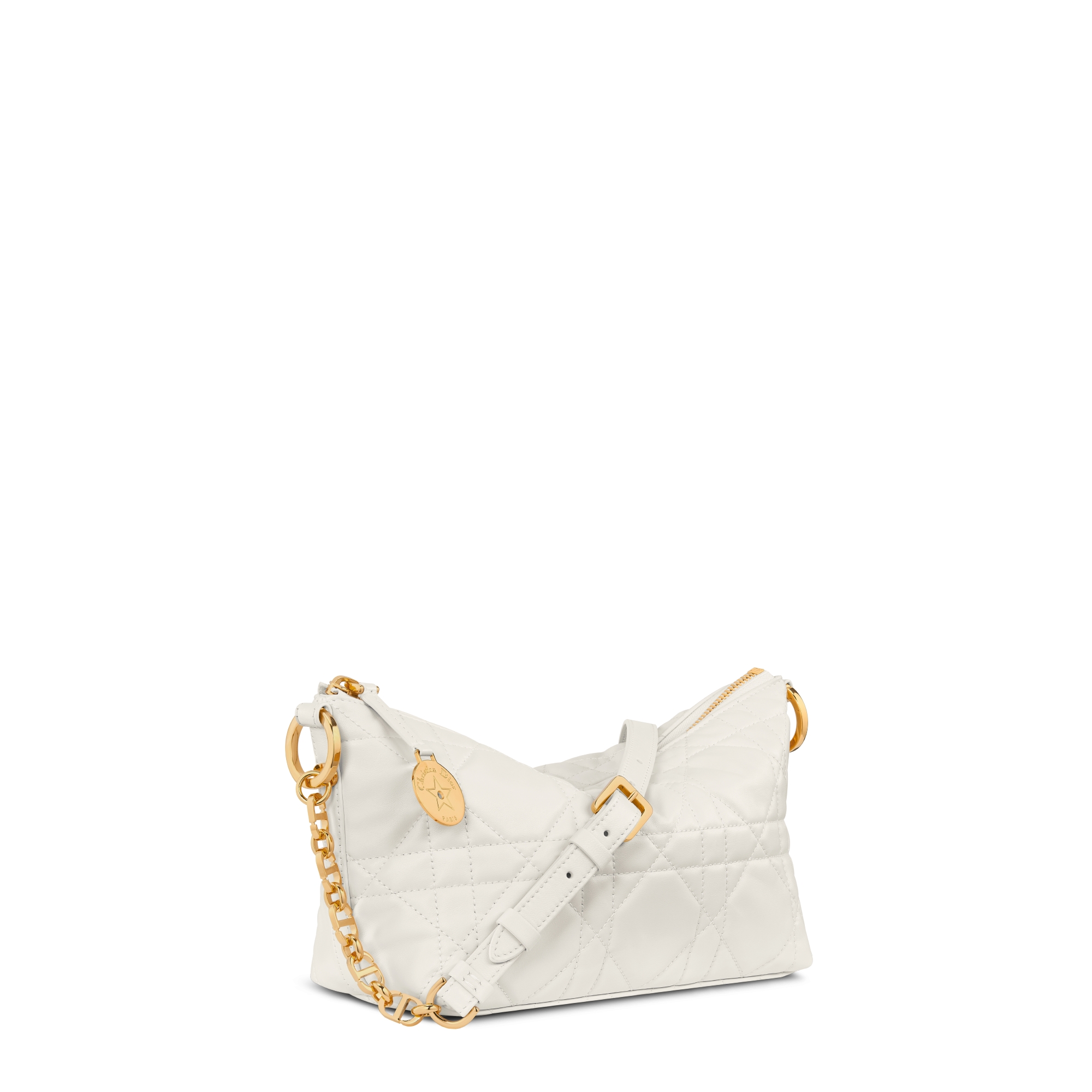 Diorstar Hobo Bag with Chain Latte Macrocannage Lambskin E03