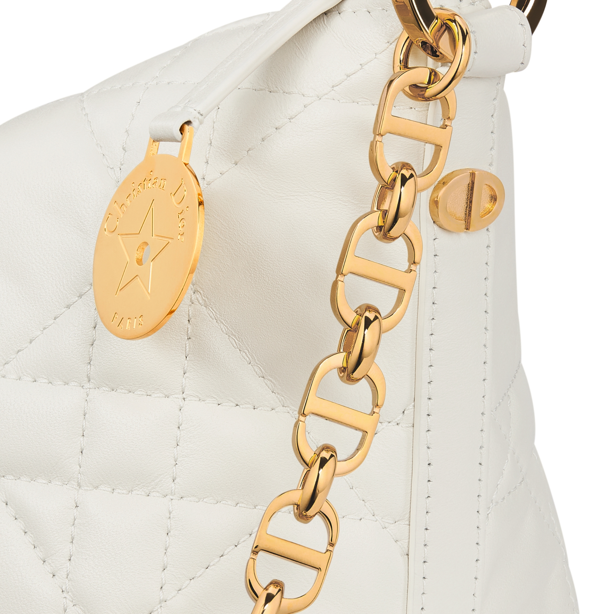 Diorstar Hobo Bag with Chain Latte Macrocannage Lambskin E09