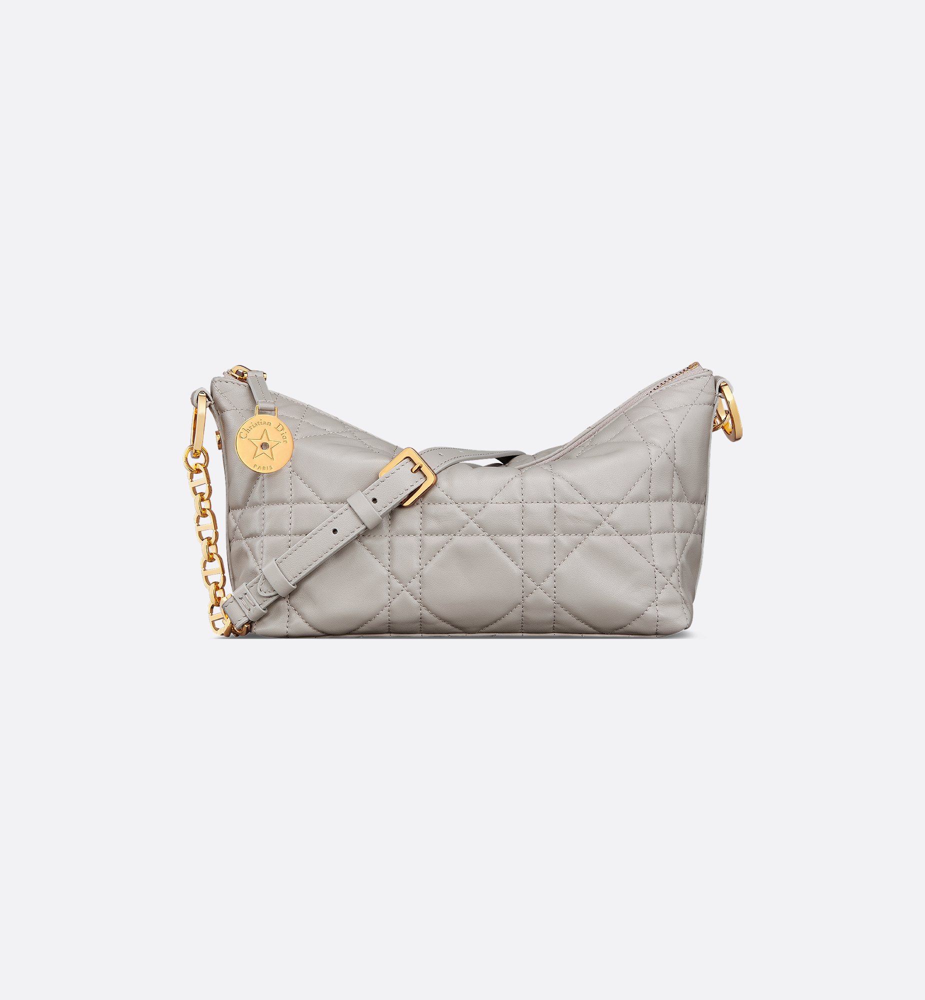 Diorstar Hobo Bag with Chain Black Macrocannage Lambskin | DIOR Diorstar Hobo Bag with Chain Black Macrocannage Lambskin | DIOR