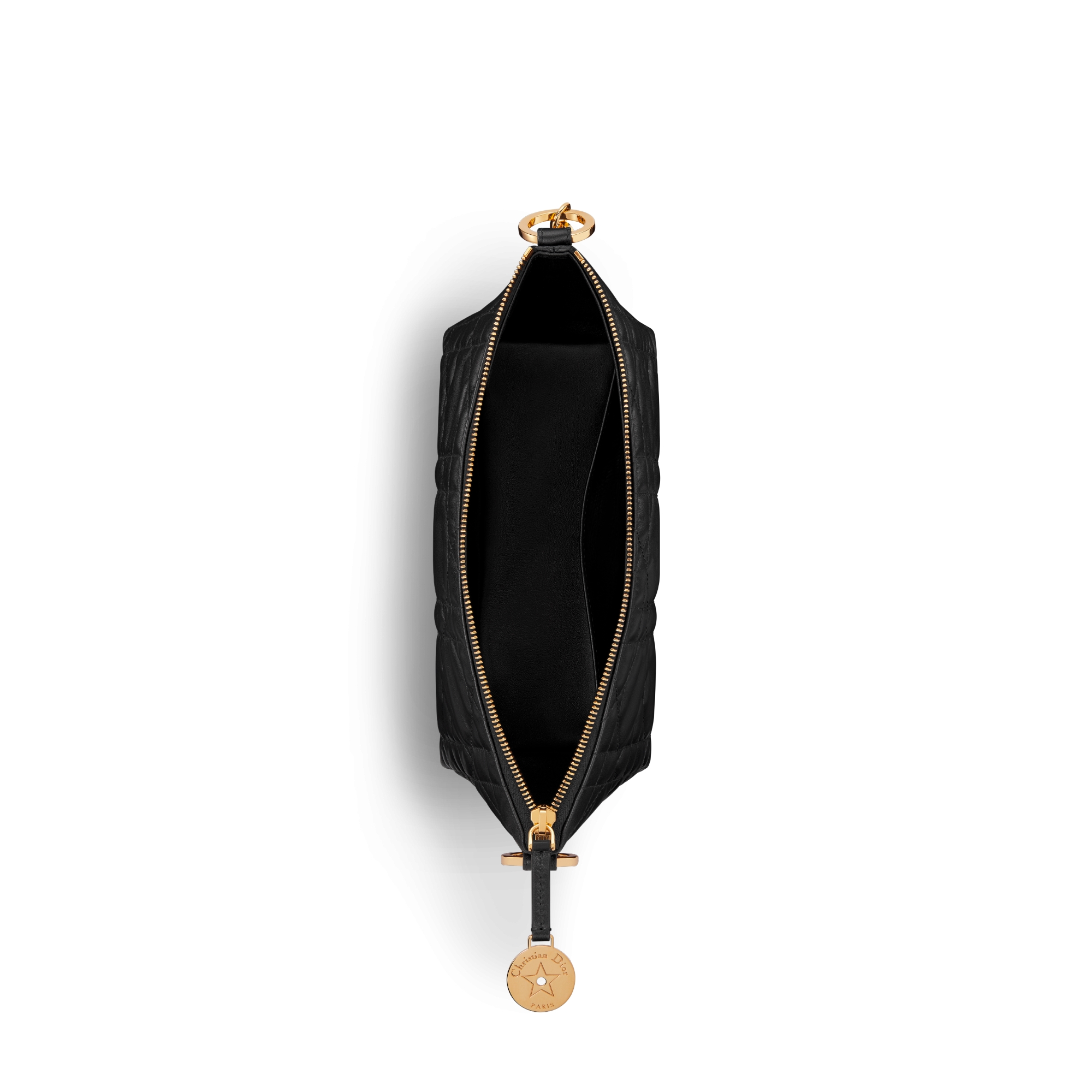 Sac hobo Diorstar à chaîne Cuir d'agneau Macrocannage noir E06