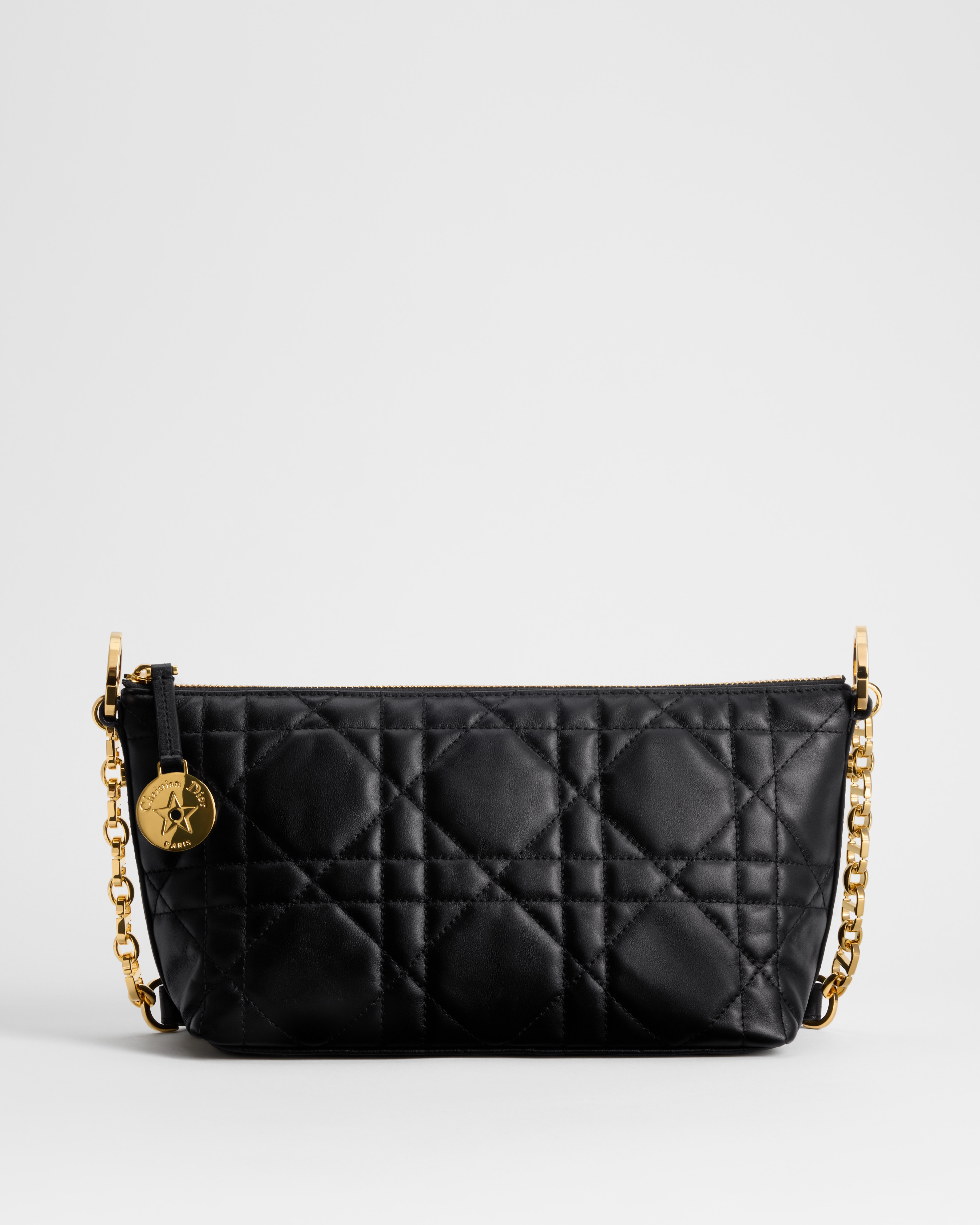 Diorstar Hobo Bag with Chain Black Macrocannage Lambskin E01