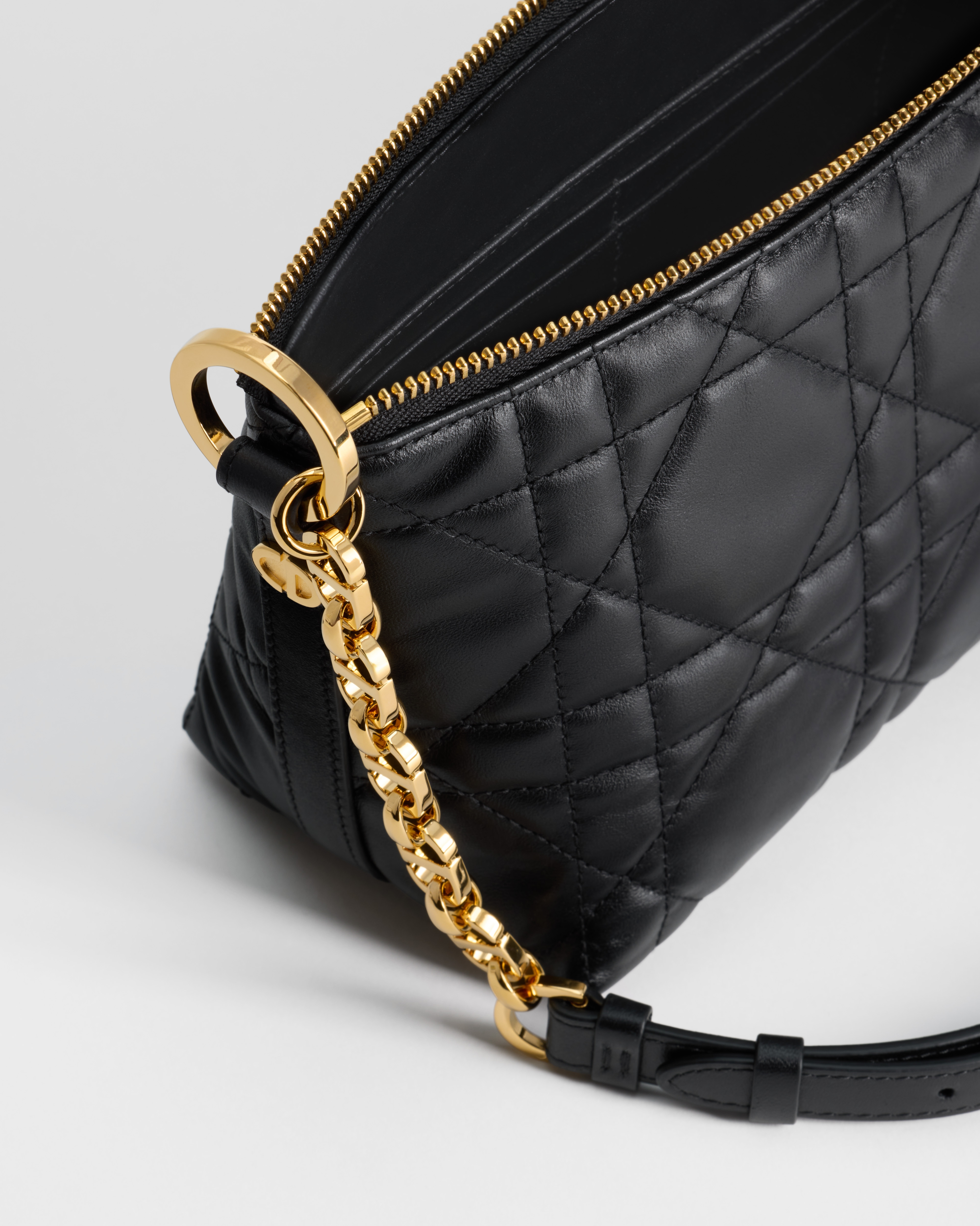 Diorstar Hobo Bag with Chain Black Macrocannage Lambskin E06