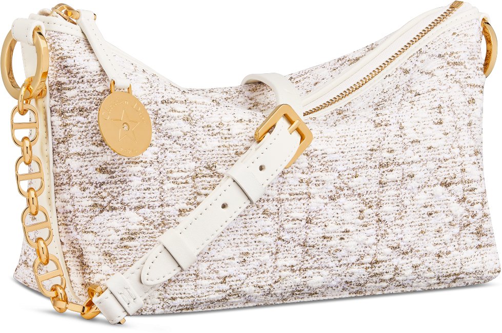 Dior Or Diorstar Hobo Bag with Chain Three quarter closed view