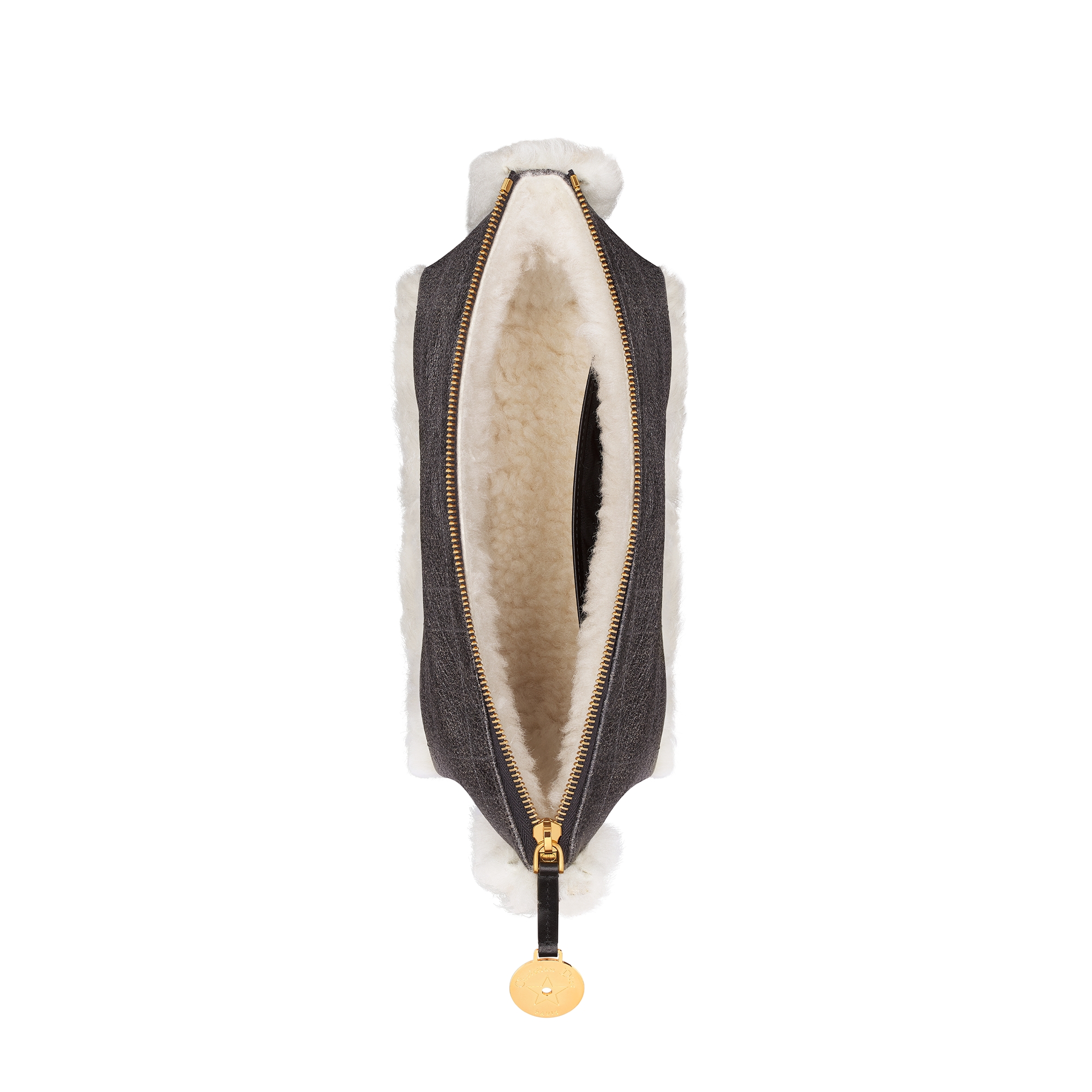 DiorAlps Diorstar Hobo Bag with Chain Black Aged Effect Macrocannage Lambskin and Ecru Merino Wool E06