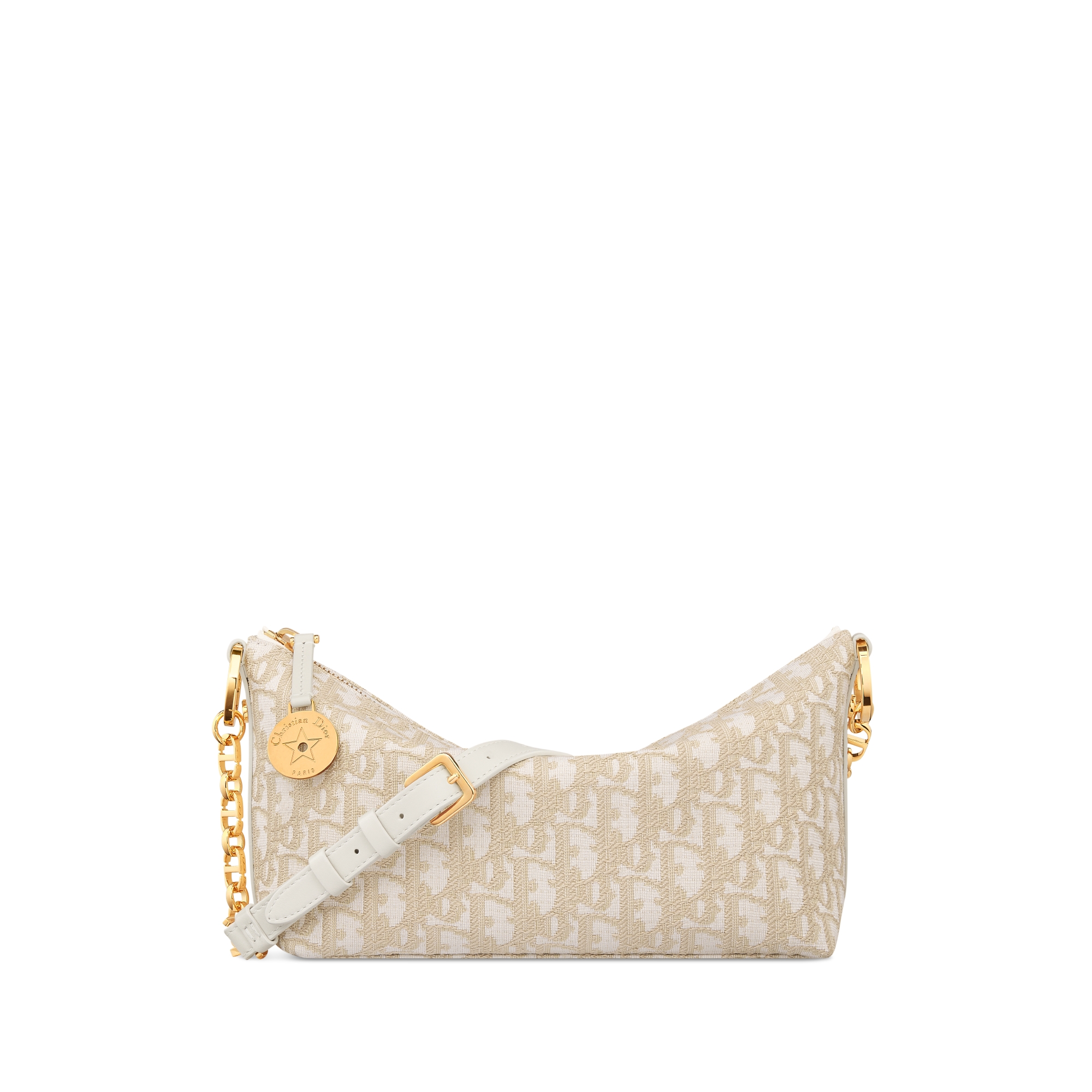 Diorstar Hobo Tasche mit Kette Dior Oblique Jacquard in Goldfarbe E01
