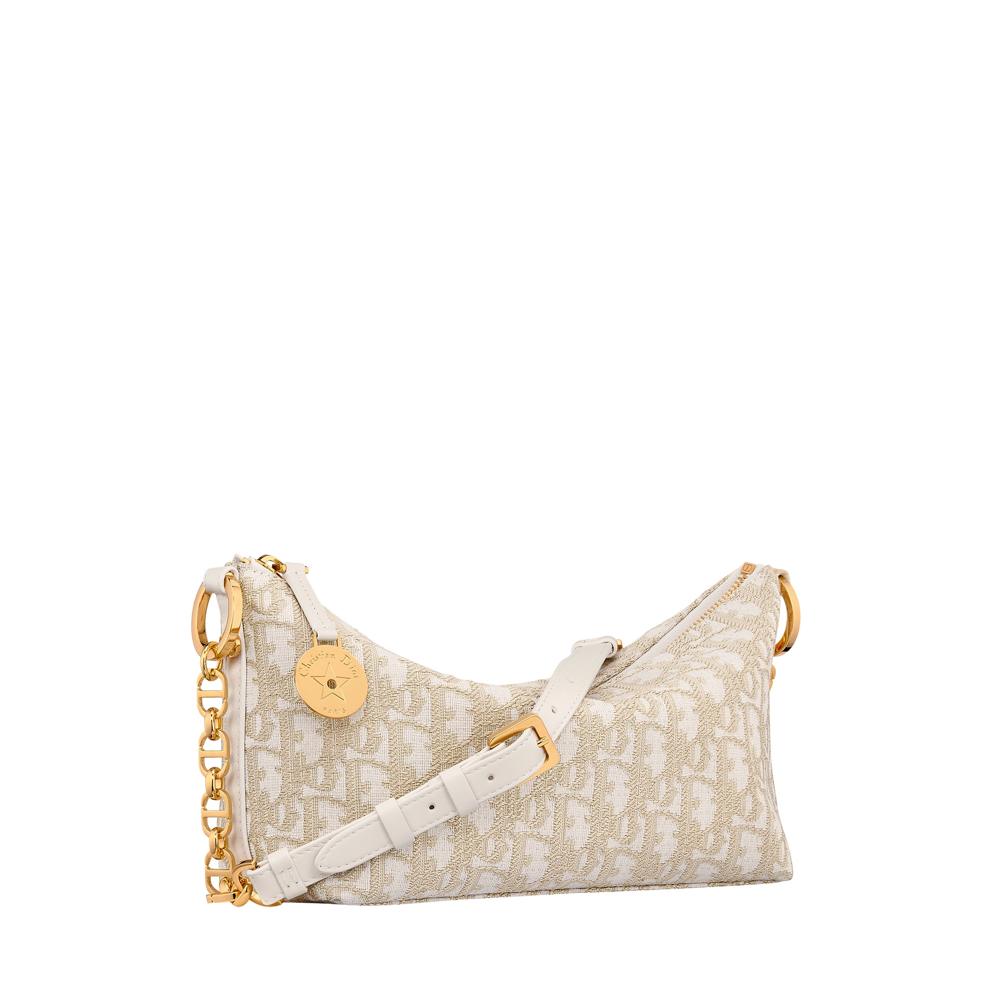 Diorstar Hobo Bag with Chain Gold-Tone Dior Oblique Jacquard E03