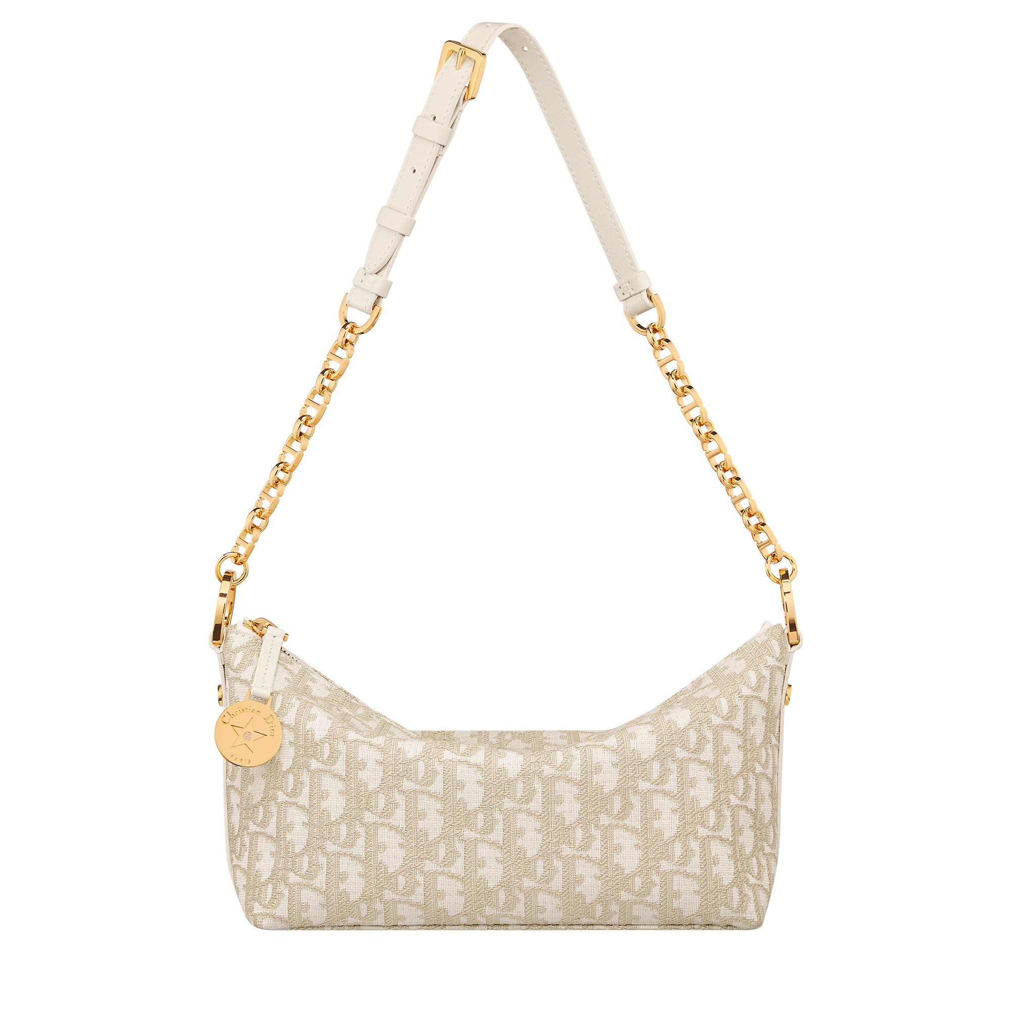 Diorstar Hobo Bag with Chain Gold-Tone Dior Oblique Jacquard E07