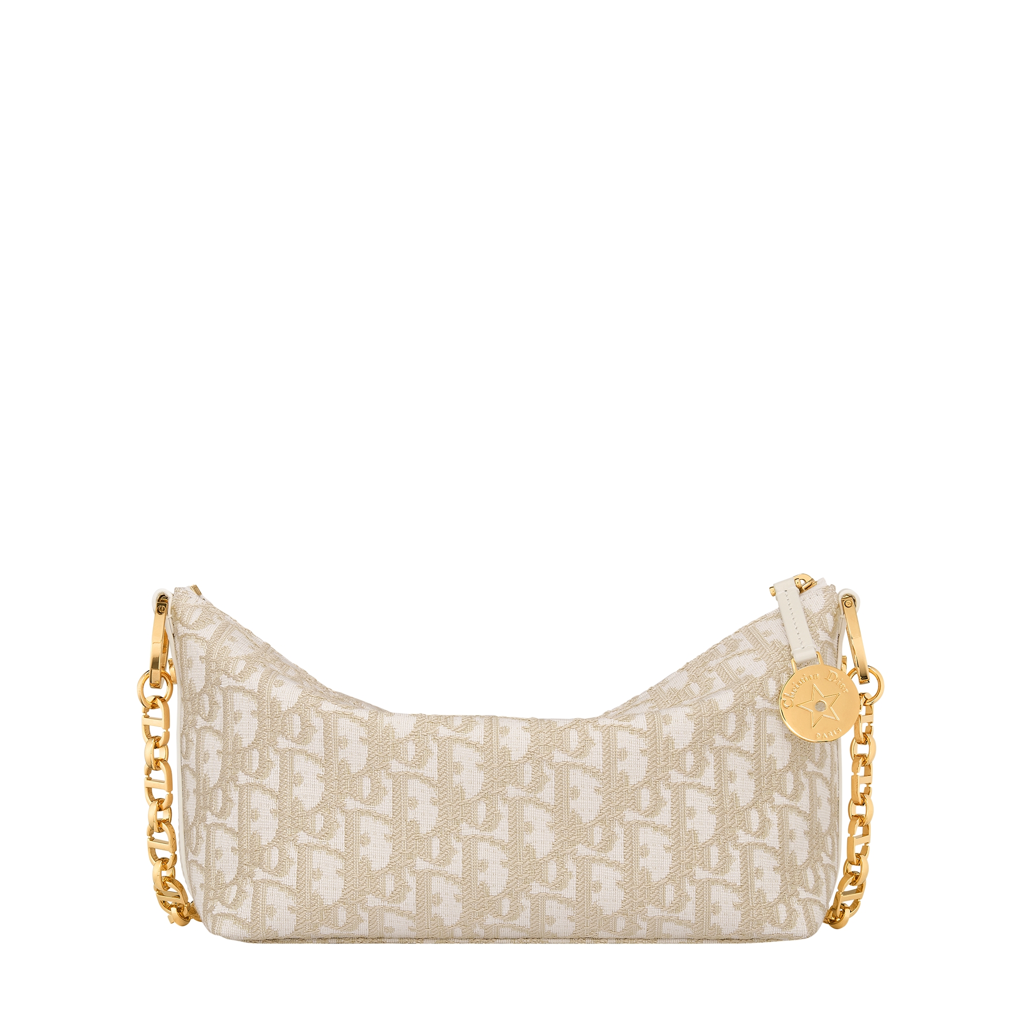 Diorstar Hobo Bag with Chain Gold-Tone Dior Oblique Jacquard E08