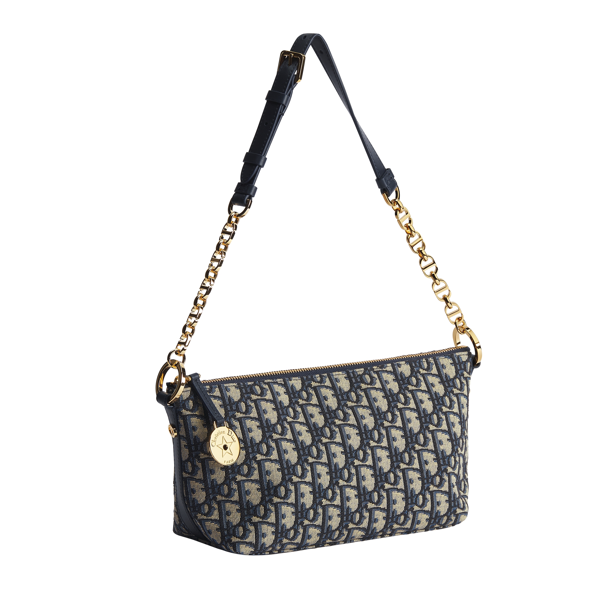 Diorstar Hobo Bag with Chain Blue Dior Oblique Jacquard E03