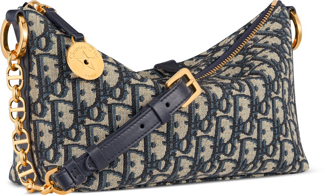 Diorstar Hobo Bag with Chain Blue Dior Oblique Jacquard | DIOR