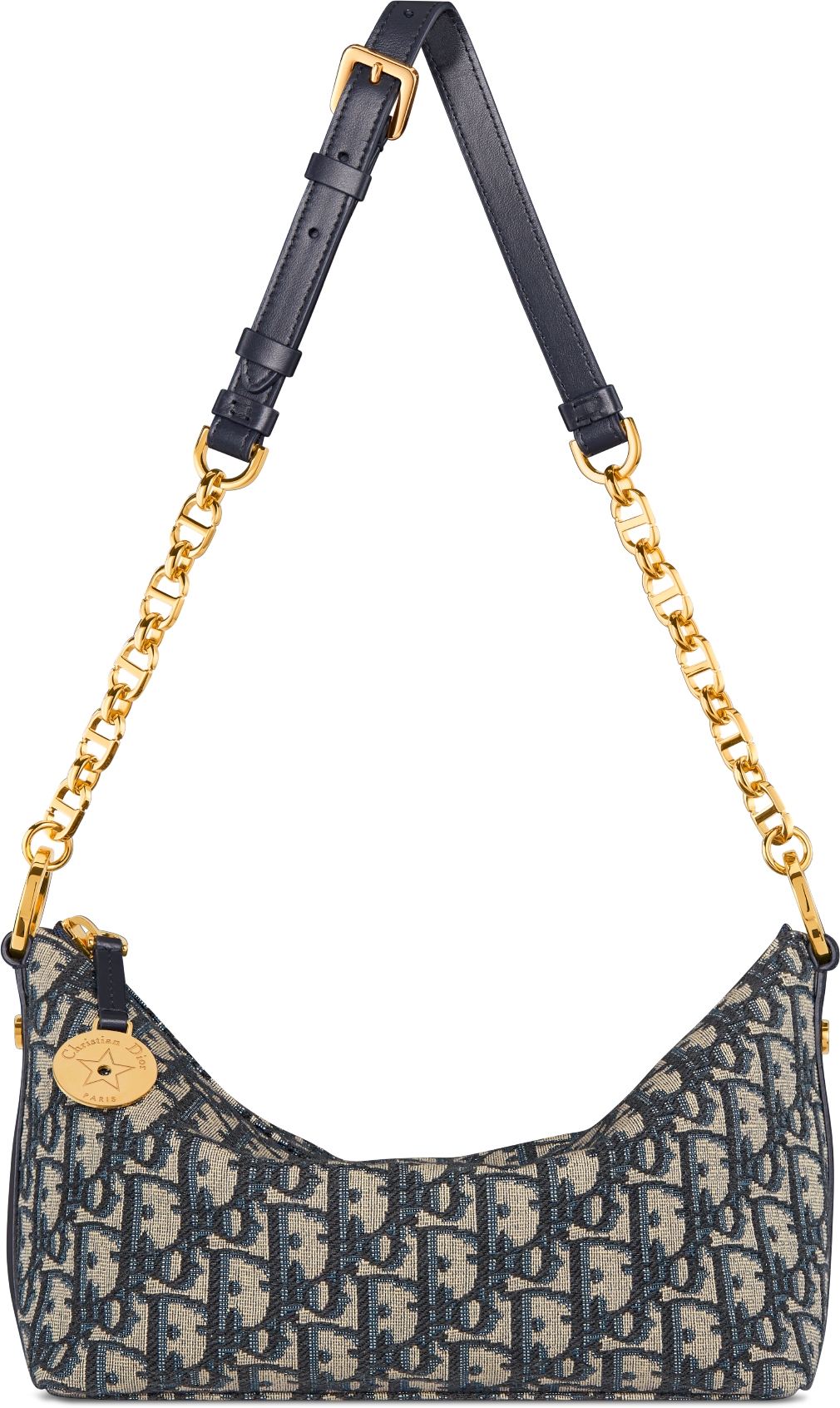 Diorstar Hobo Bag with Chain Blue Dior Oblique Jacquard DIOR