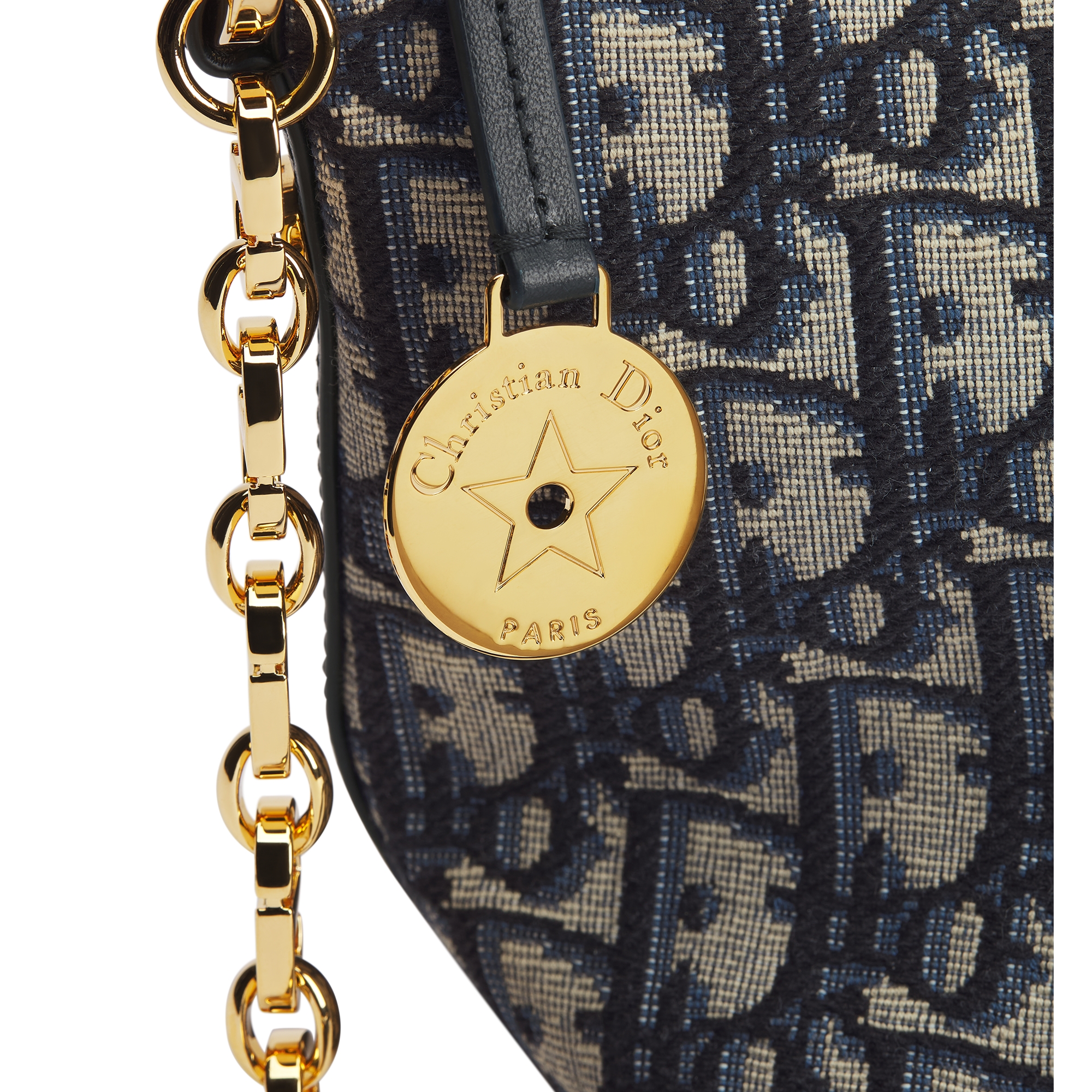 Diorstar Hobo Bag with Chain Blue Dior Oblique Jacquard E09