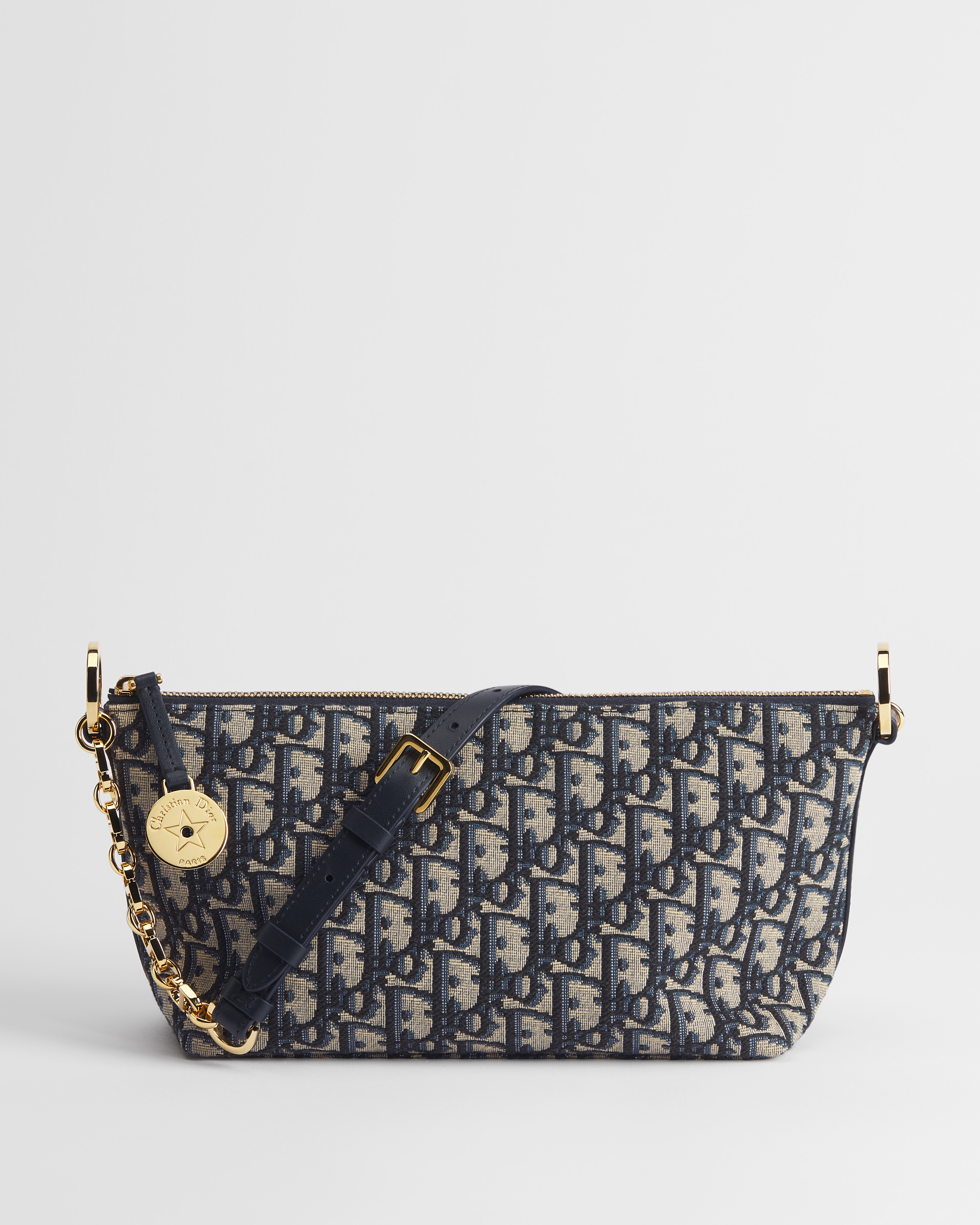 Bolsa hobo Diorstar com alça de corrente Jacquard Dior Oblique azul E01