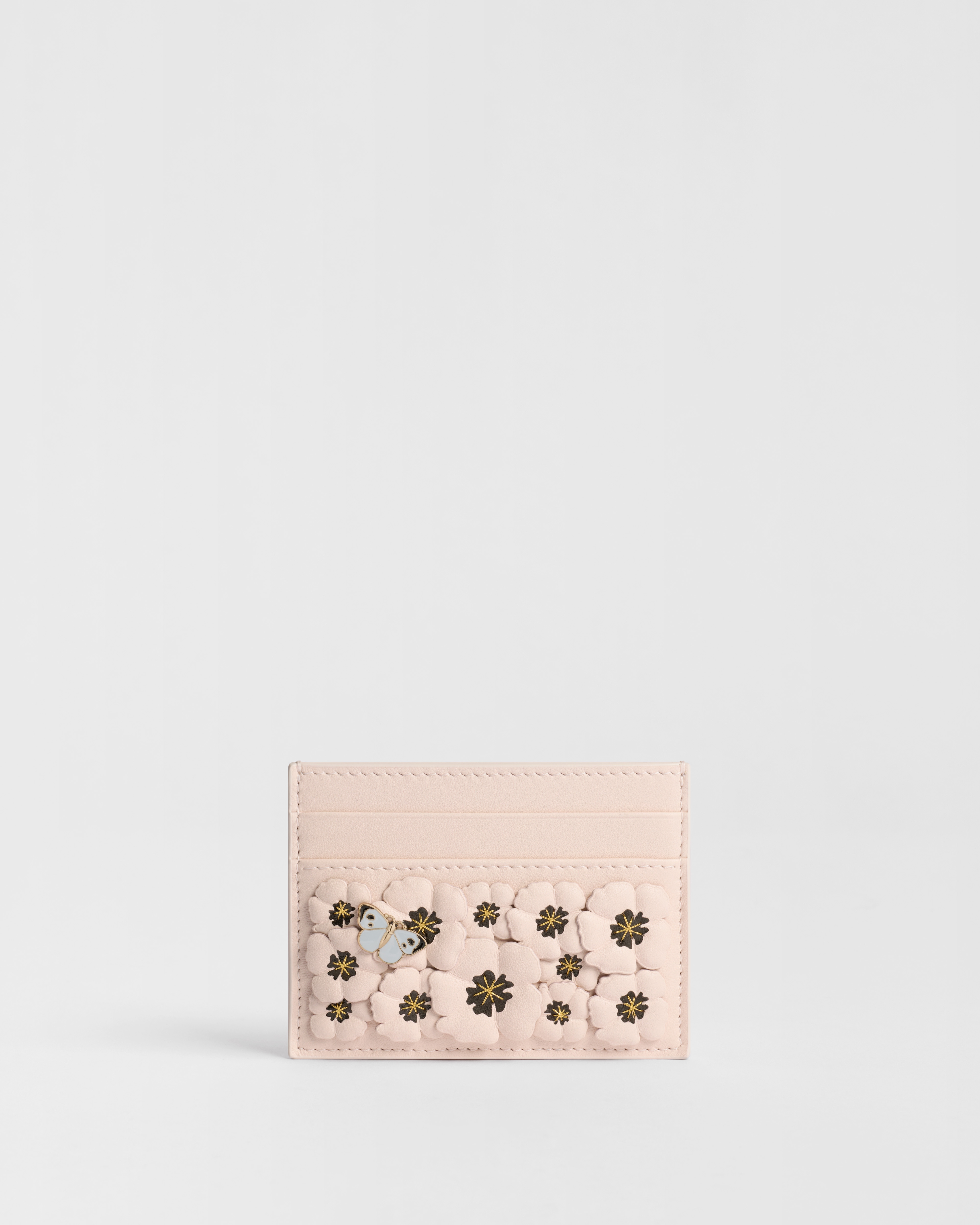 【日本限定】Dior Jardin Freesia カードホルダー バレエピンク Dior Poppy Allover エンブロイダリー ラムスキン E01