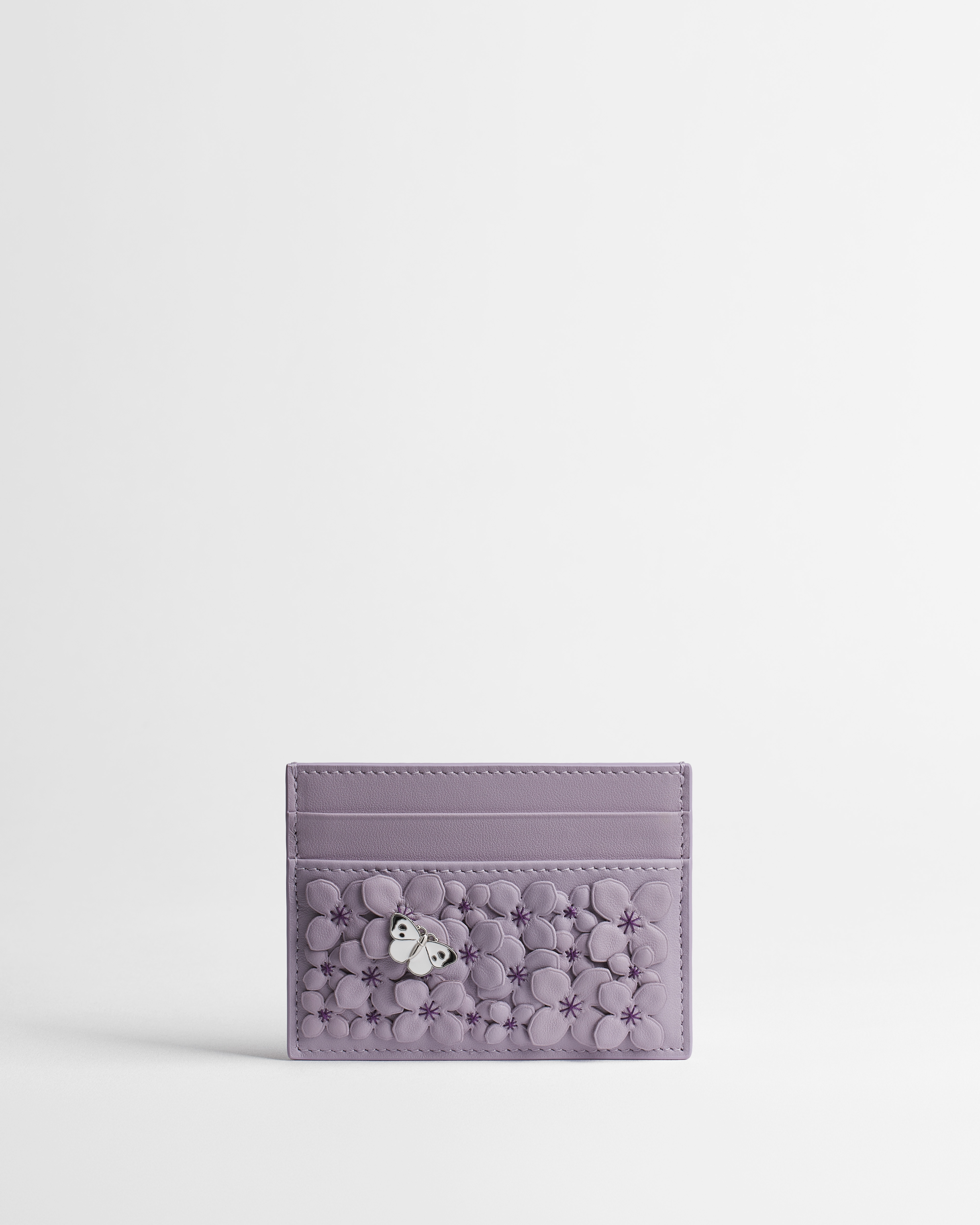 Dior Jardin Freesia Kartenetui Lammleder mit Dior Hortensia Allover Stickerei in Lilas E01