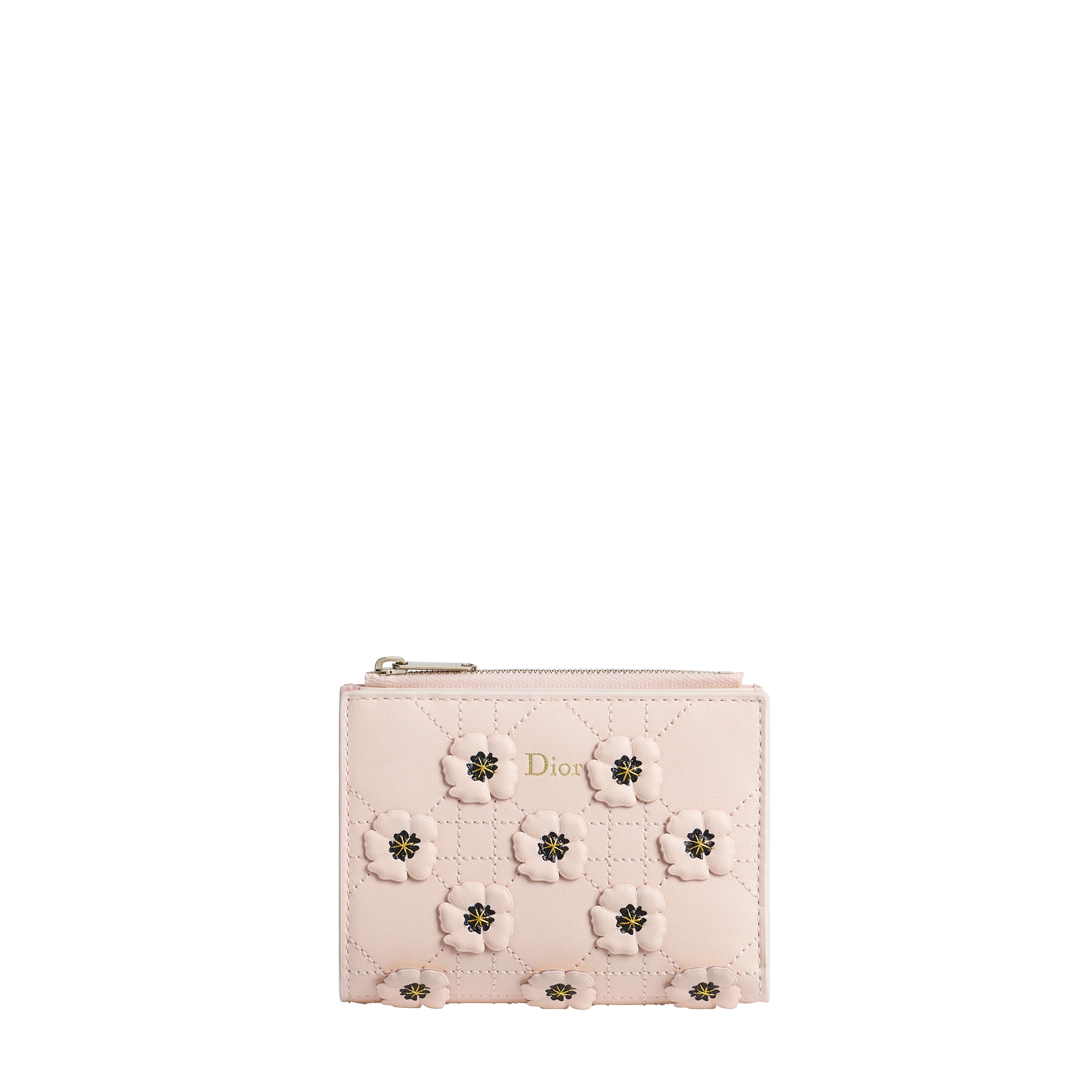 Dior Jardin Dahlia Wallet Ballet Pink Dior Poppy Embroidered