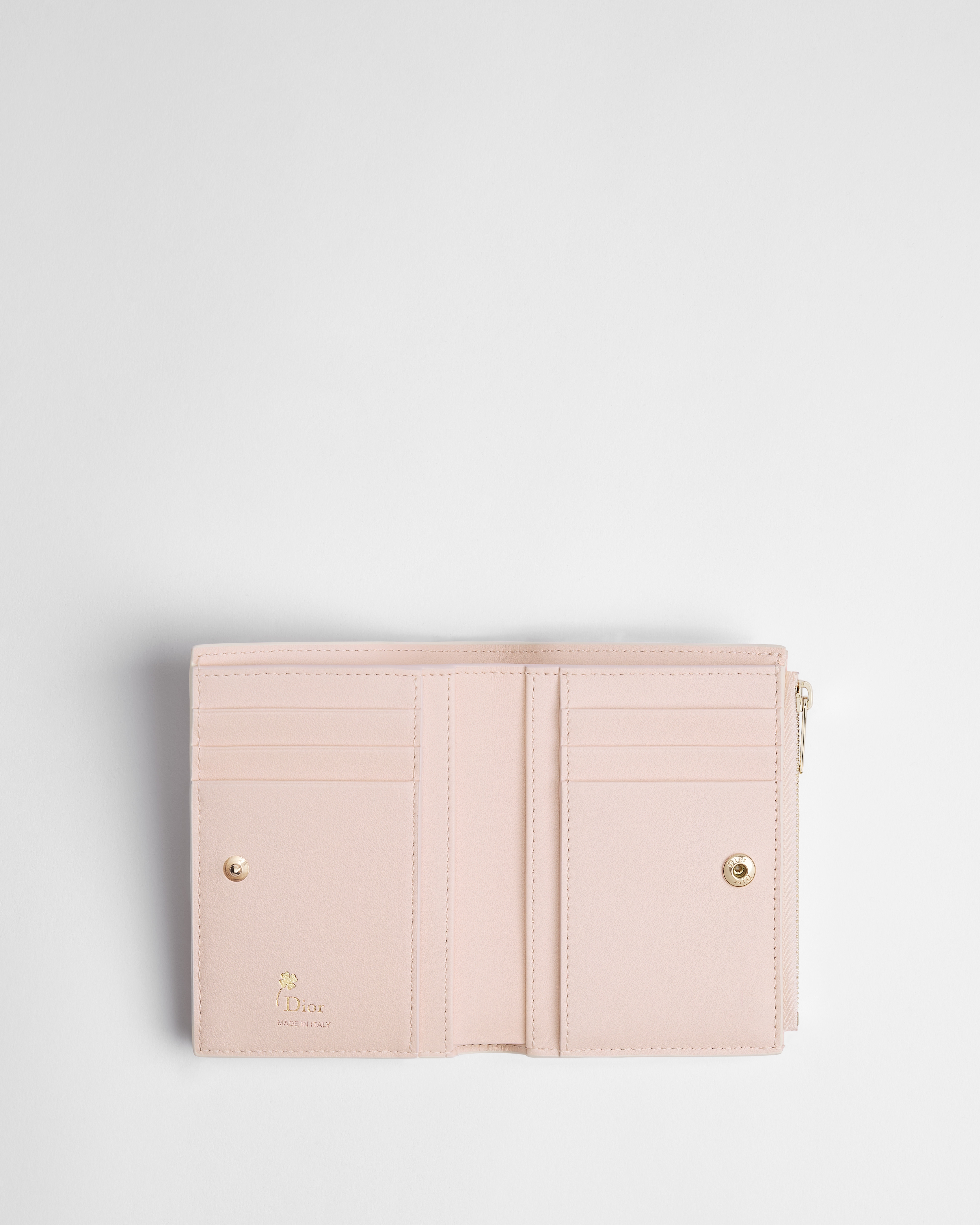 Dior Jardin Dahlia Wallet Ballet Pink Dior Poppy Embroidered Cannage Lambskin E07