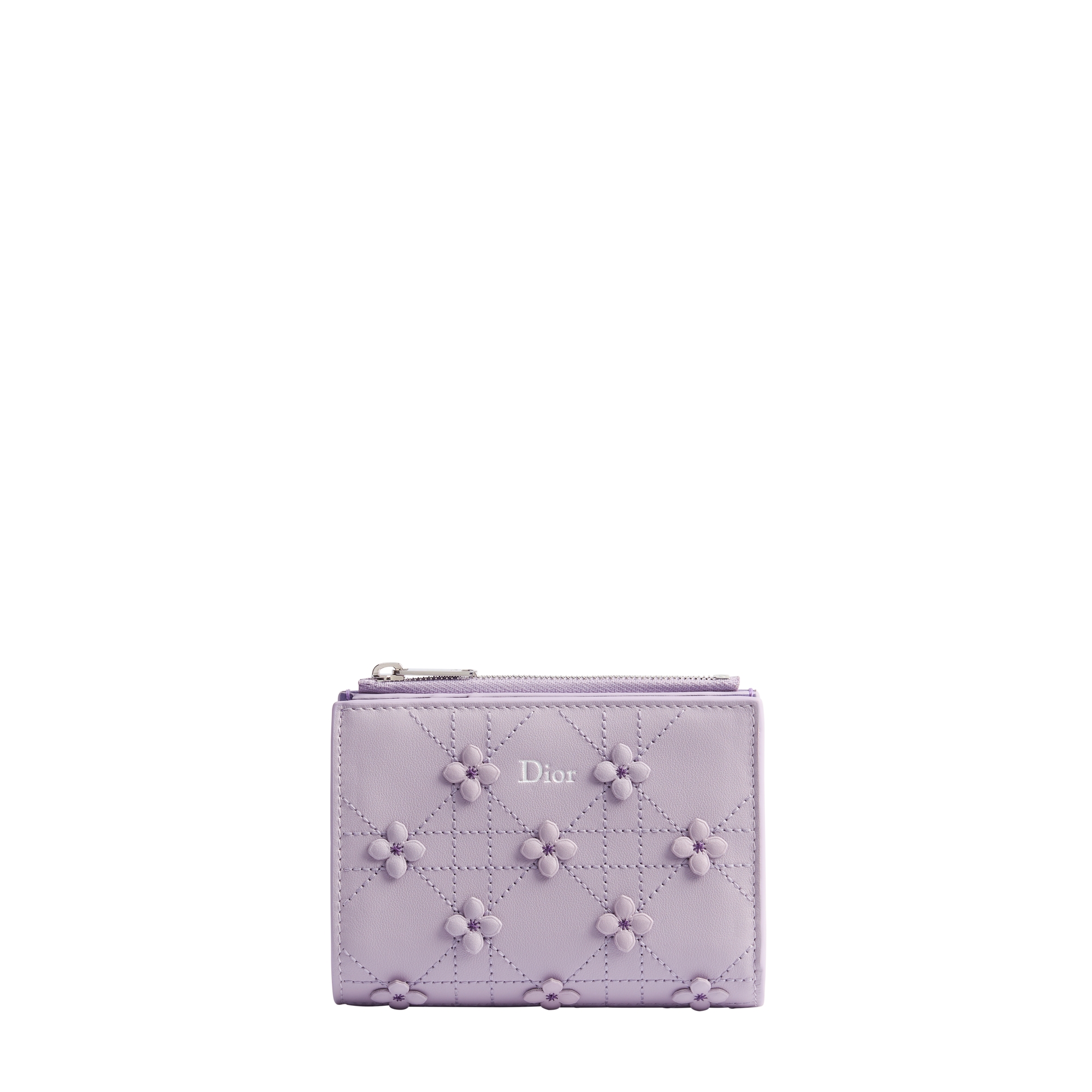 Dior Jardin Dahlia Wallet Lilas Dior Hortensia Embroidered Cannage
