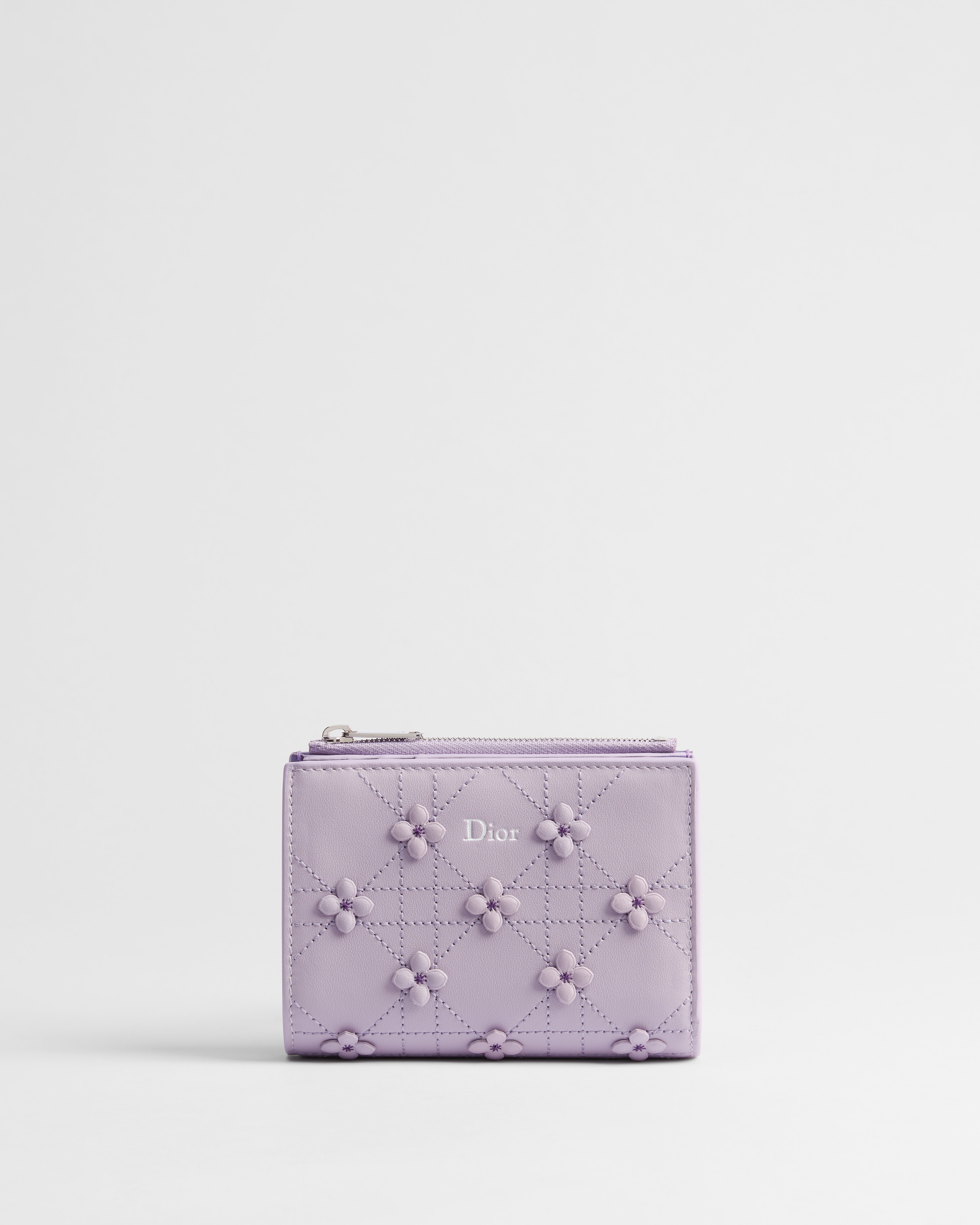 Dior Jardin Dahlia Wallet Lilas Dior Hortensia Embroidered Cannage Lambskin E01