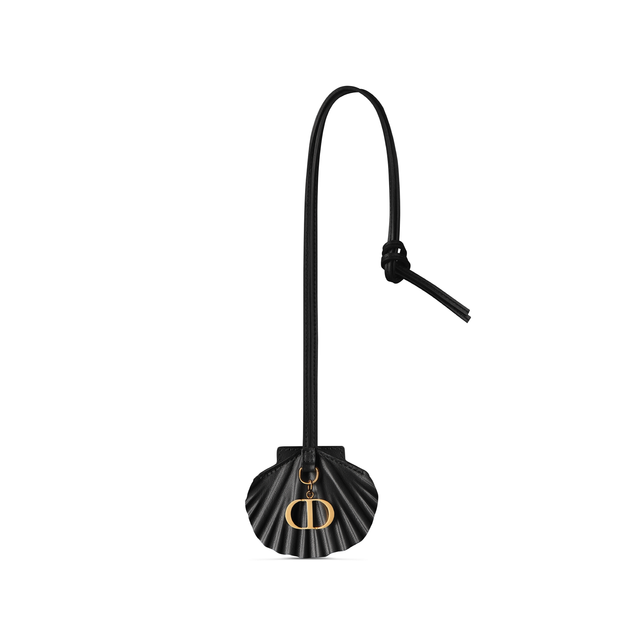 Shell Key Ring with Cord Black Calfskin | DIOR
