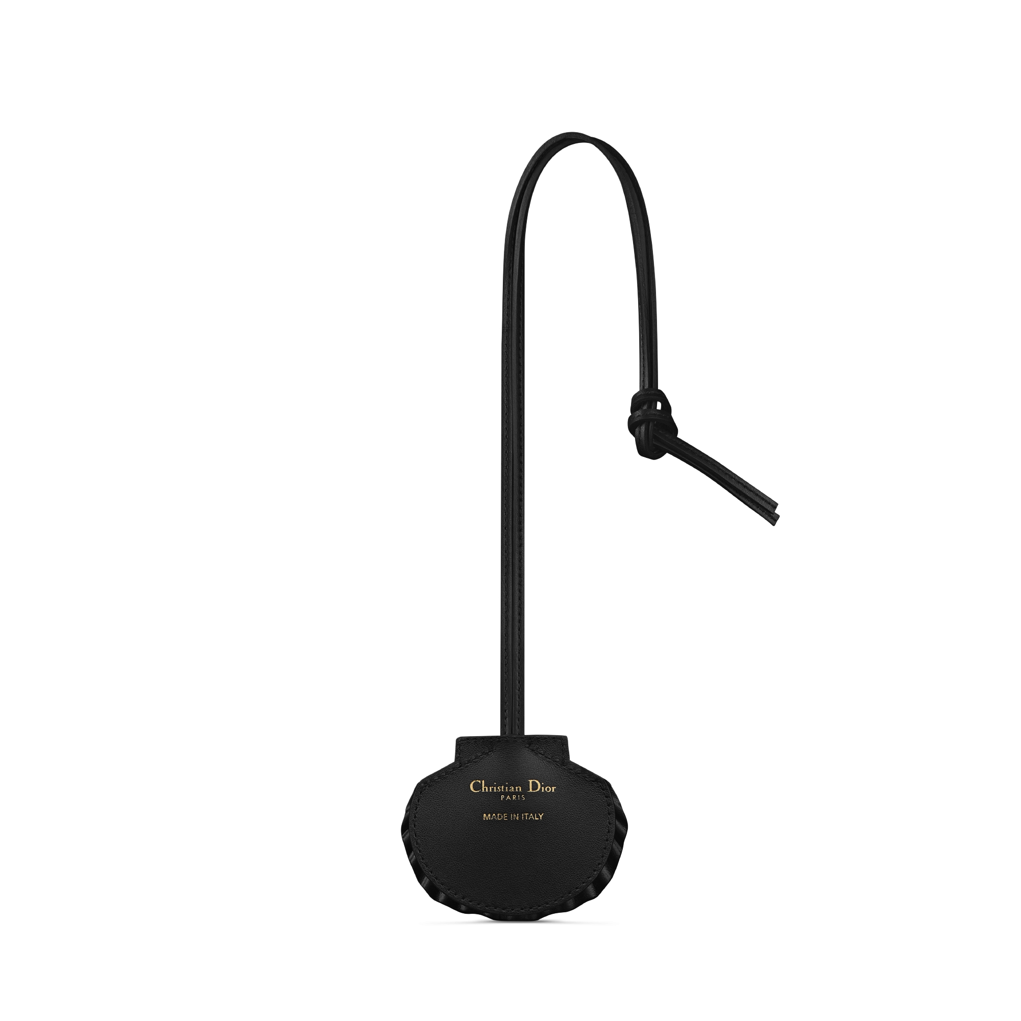 Shell Key Ring with Cord Black Calfskin | DIOR