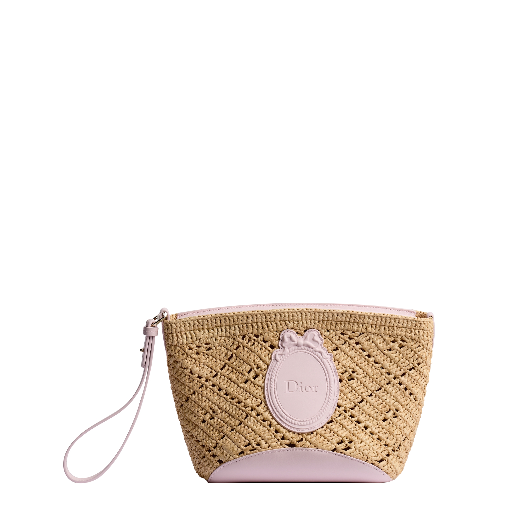 Christian Dior オーストリッチ ショルダーバッグ Dioriviera Medium Dior Blooming Pouch Openwork Raffia and Rose