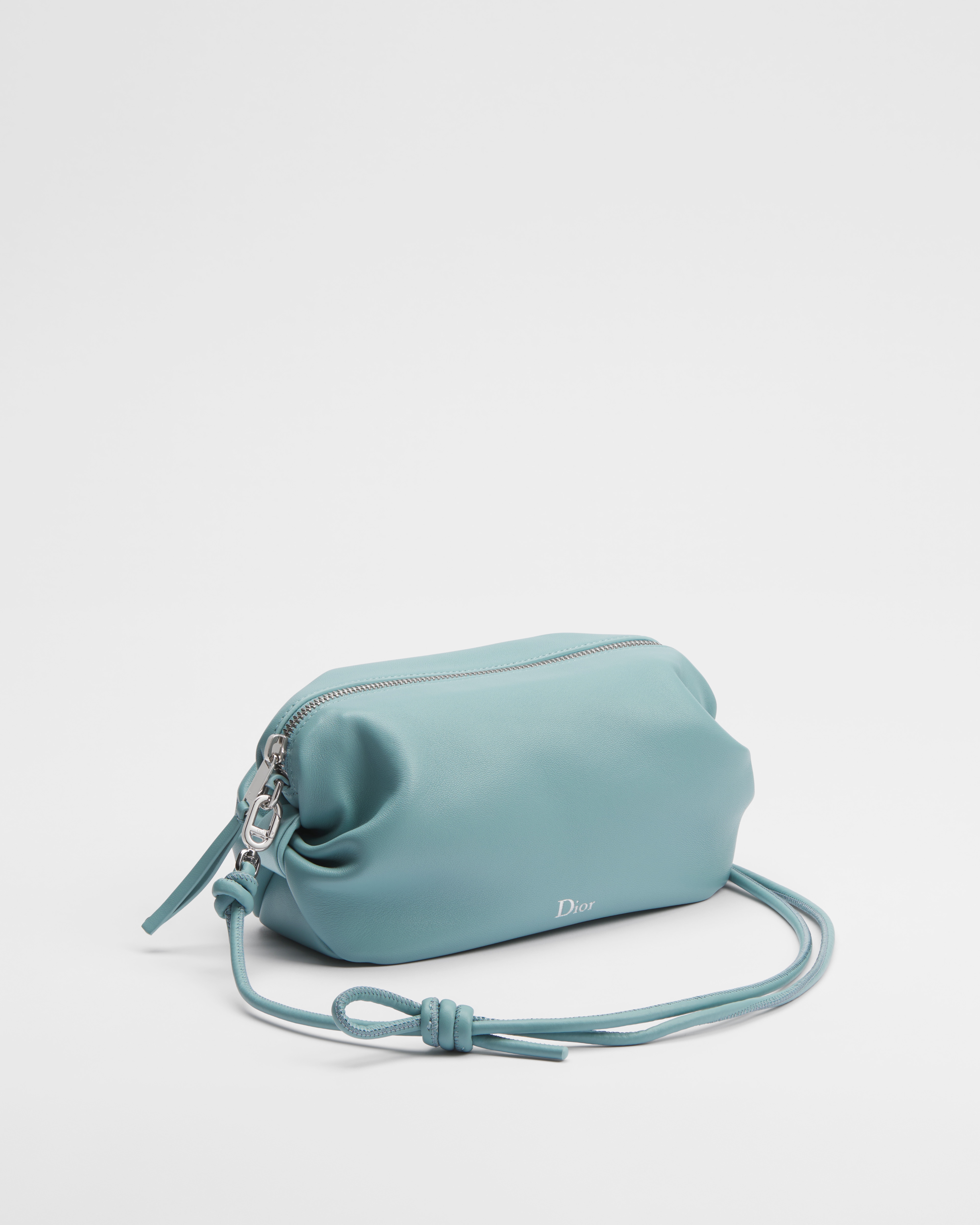 Dior Bow Pouch Tourmaline Blue Supple Lambskin E03