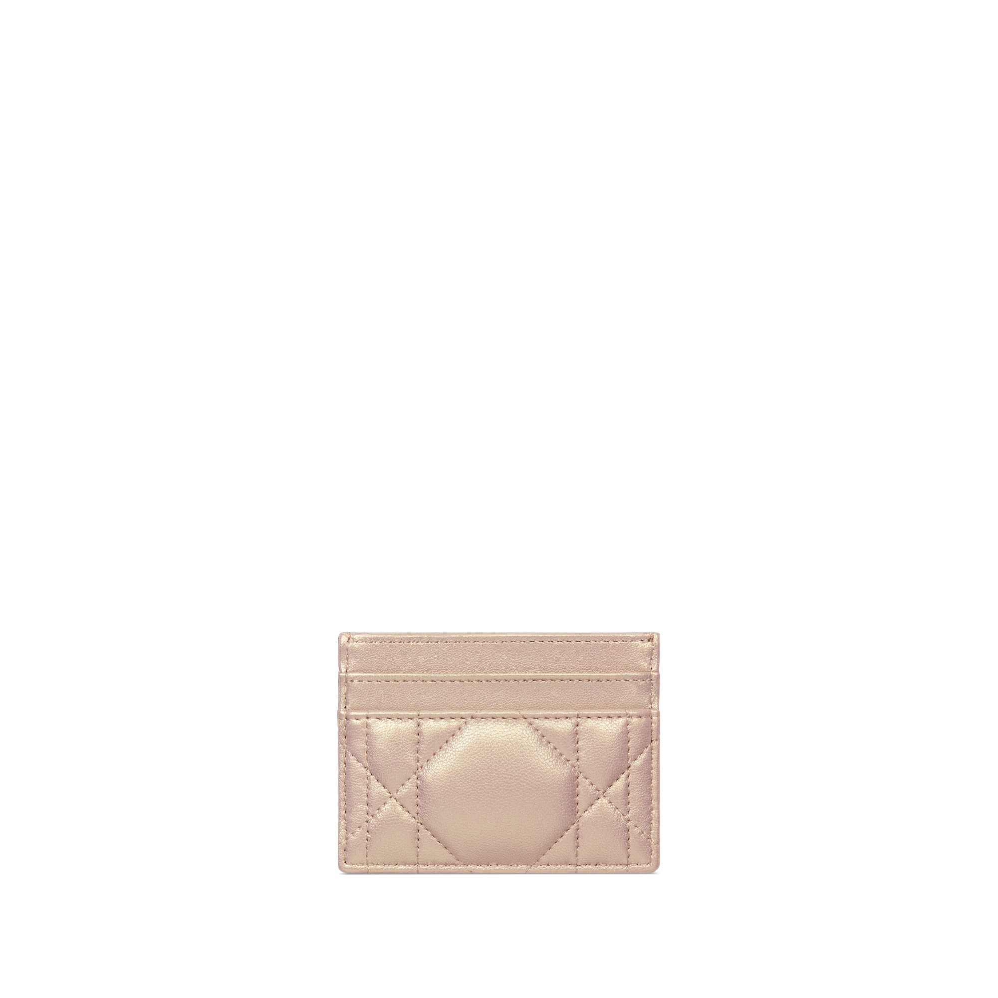 Porte-cartes Freesia Dior Caro Cuir d'agneau Macrocannage rose perlé E08