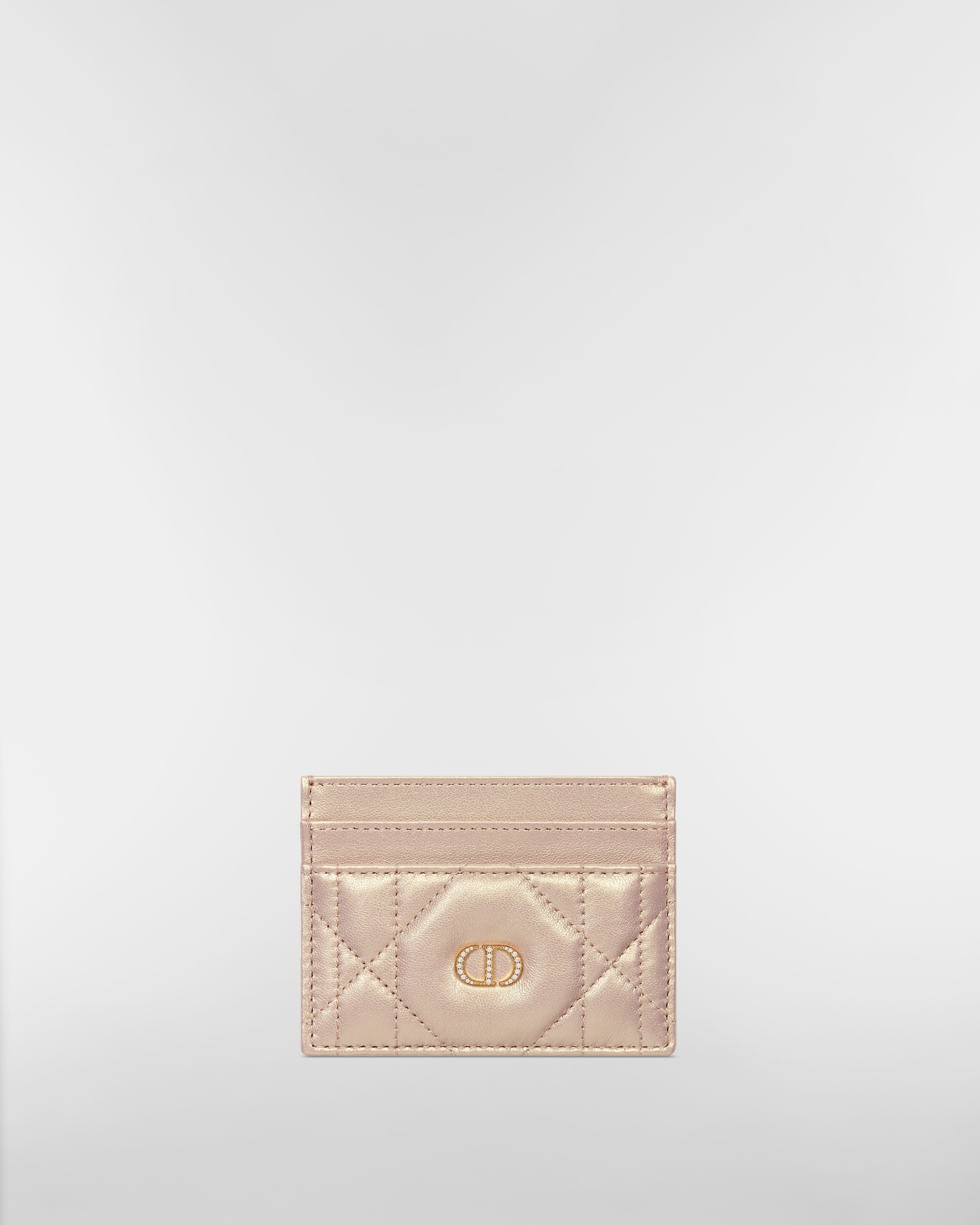 Dior Caro Freesia Card Holder Pearlescent Pink Macrocannage Lambskin E01