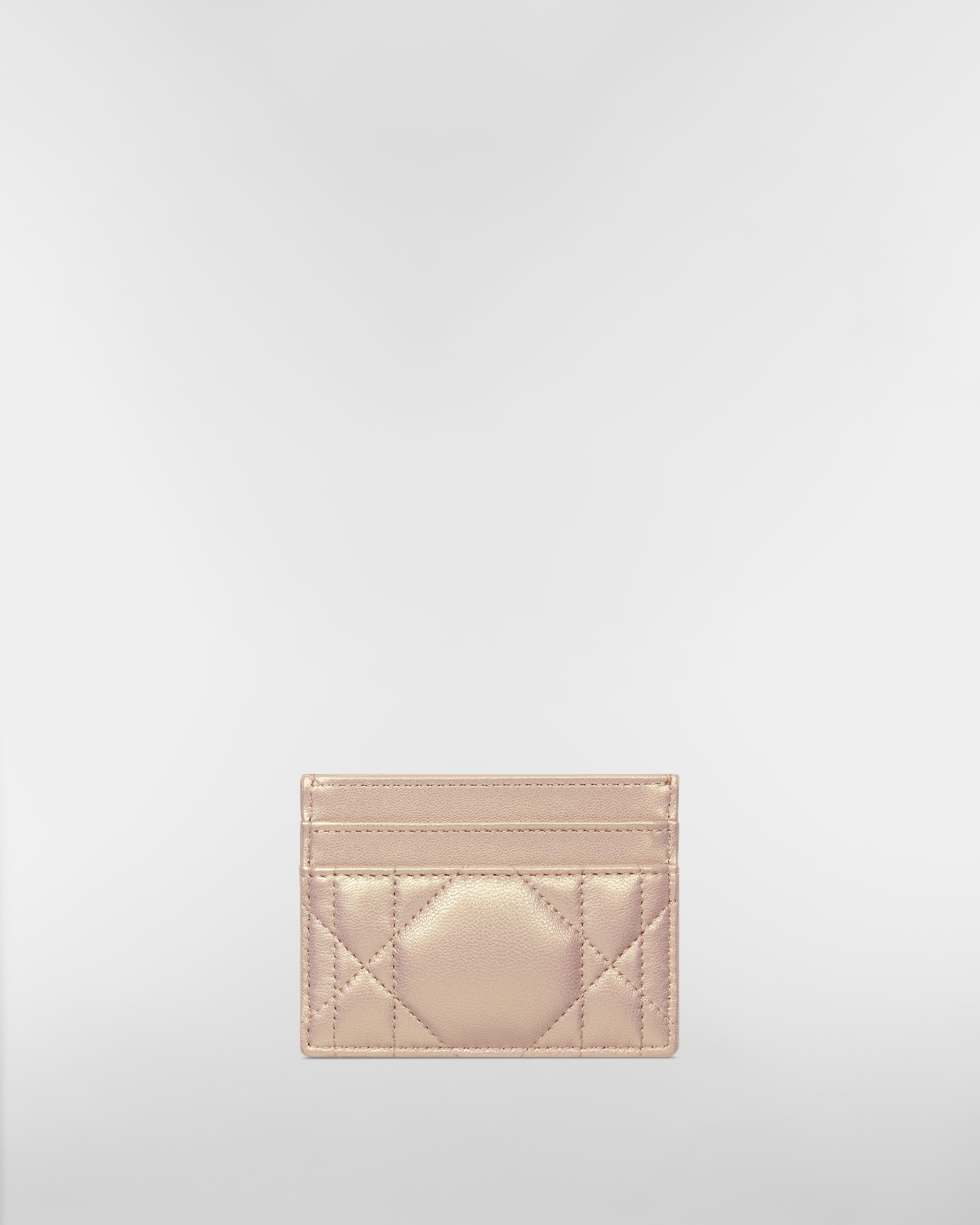 Dior Caro Freesia Card Holder Pearlescent Pink Macrocannage Lambskin E08