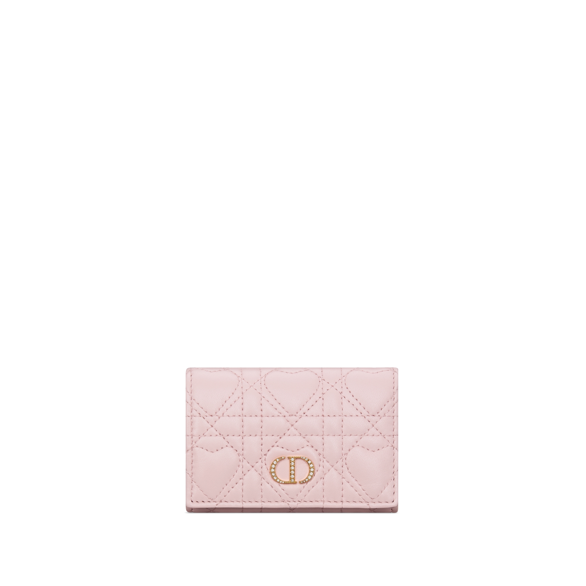 Dior Caro Glycine Wallet Macaron Pink Cannage Lambskin with Heart Motif E01