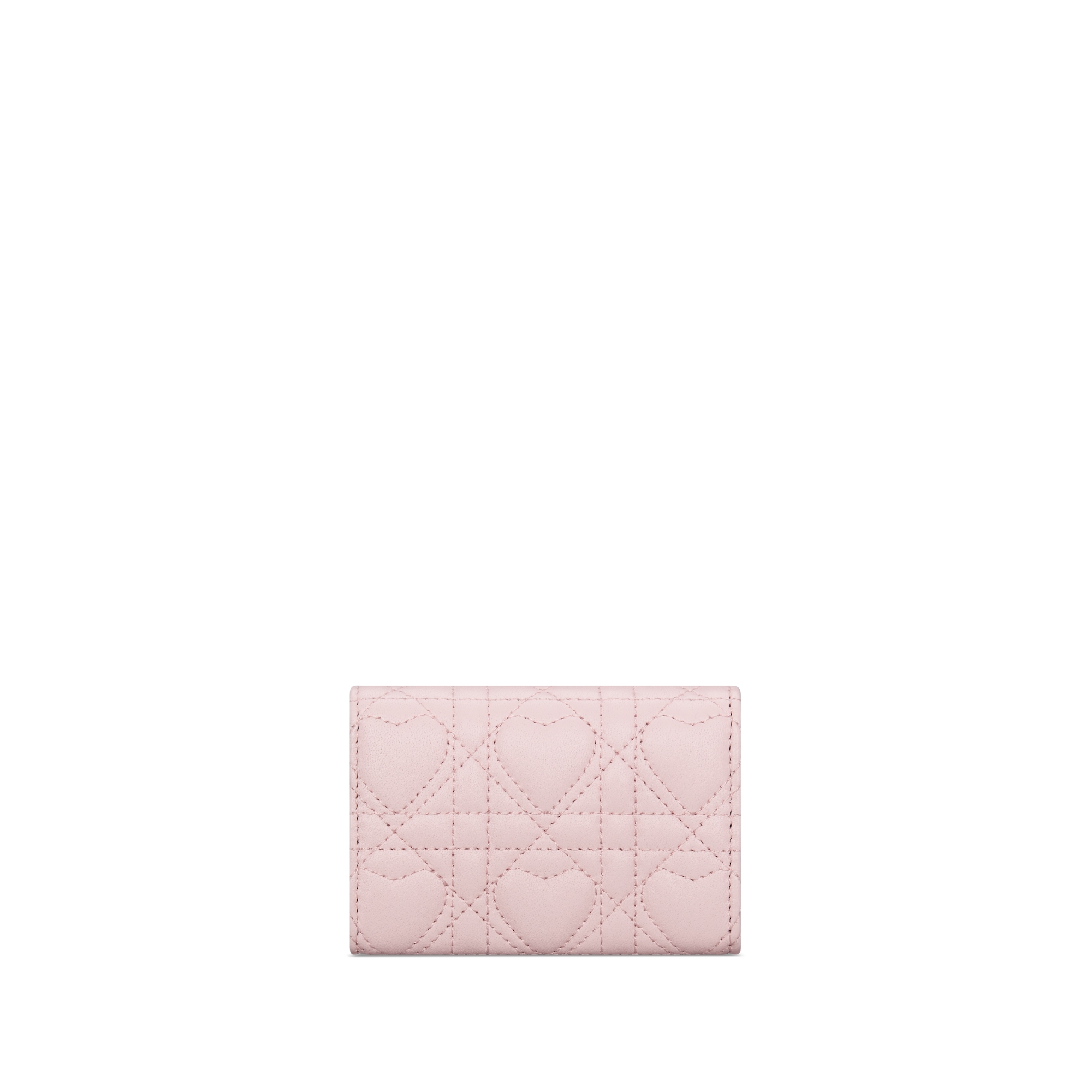 Dior Caro Glycine Wallet Macaron Pink Cannage Lambskin with Heart Motif E08