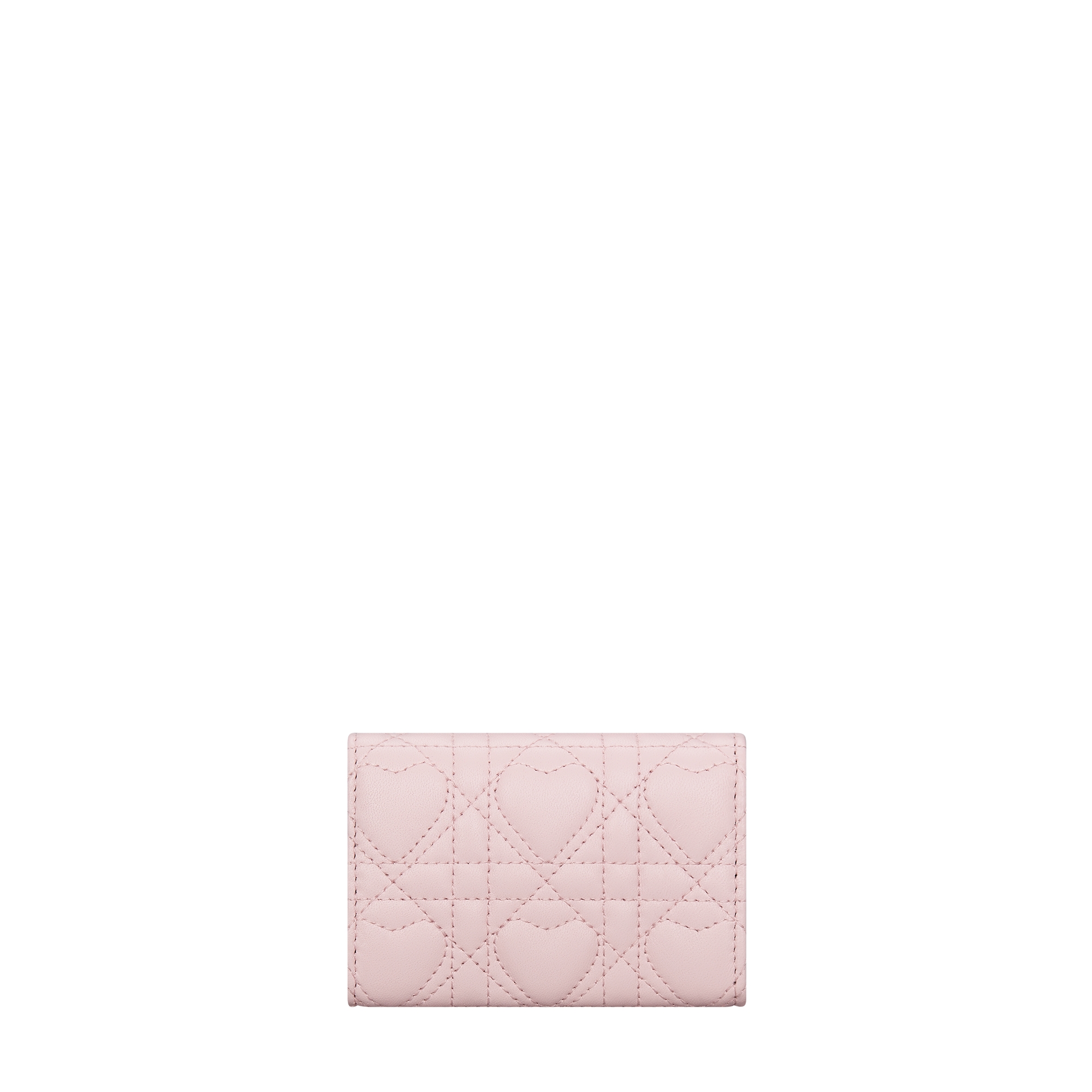 Dior Caro Glycine Wallet Macaron Pink Cannage Lambskin with Heart Motif E08
