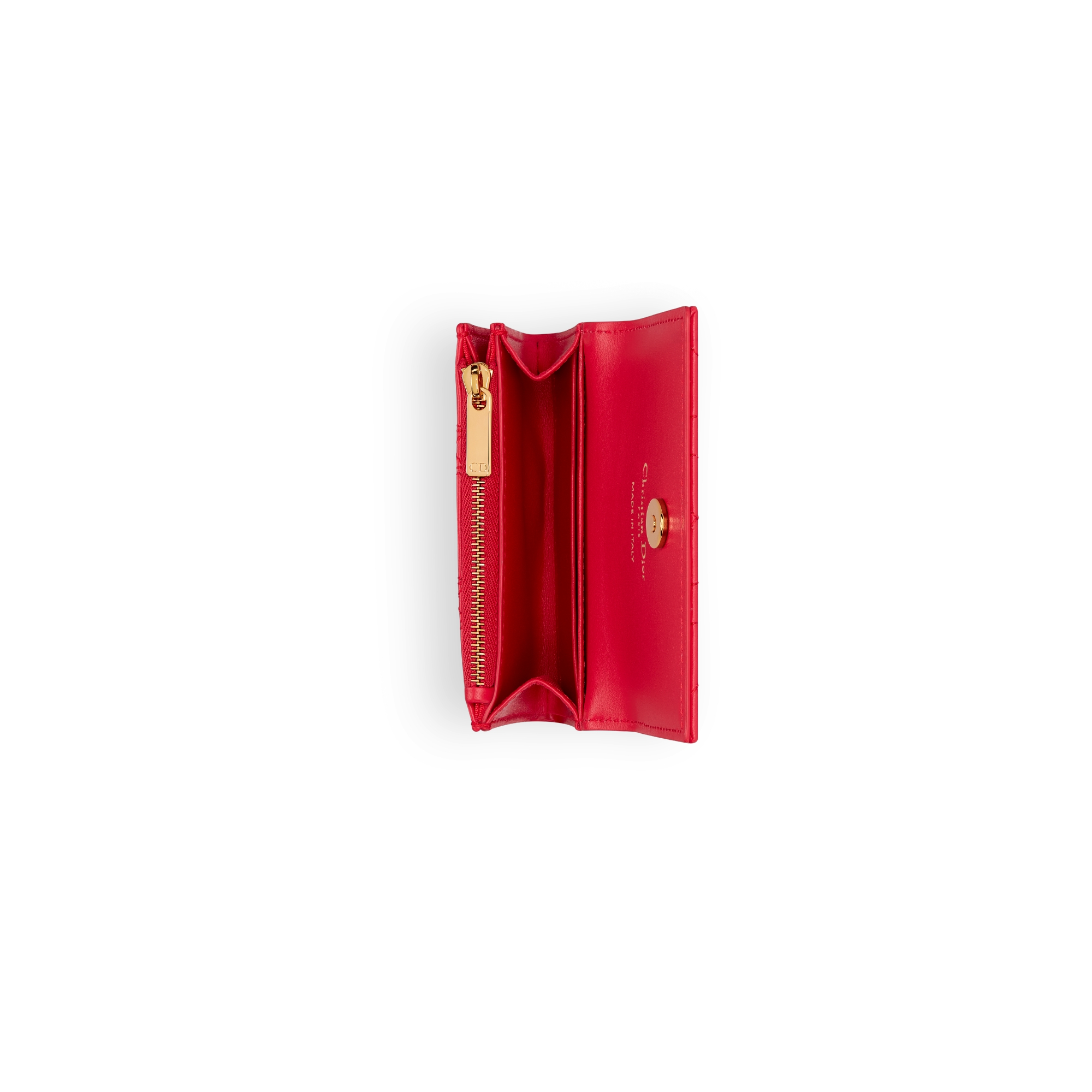 Dior Caro Glycine Wallet Monsignore Red Cannage Lambskin