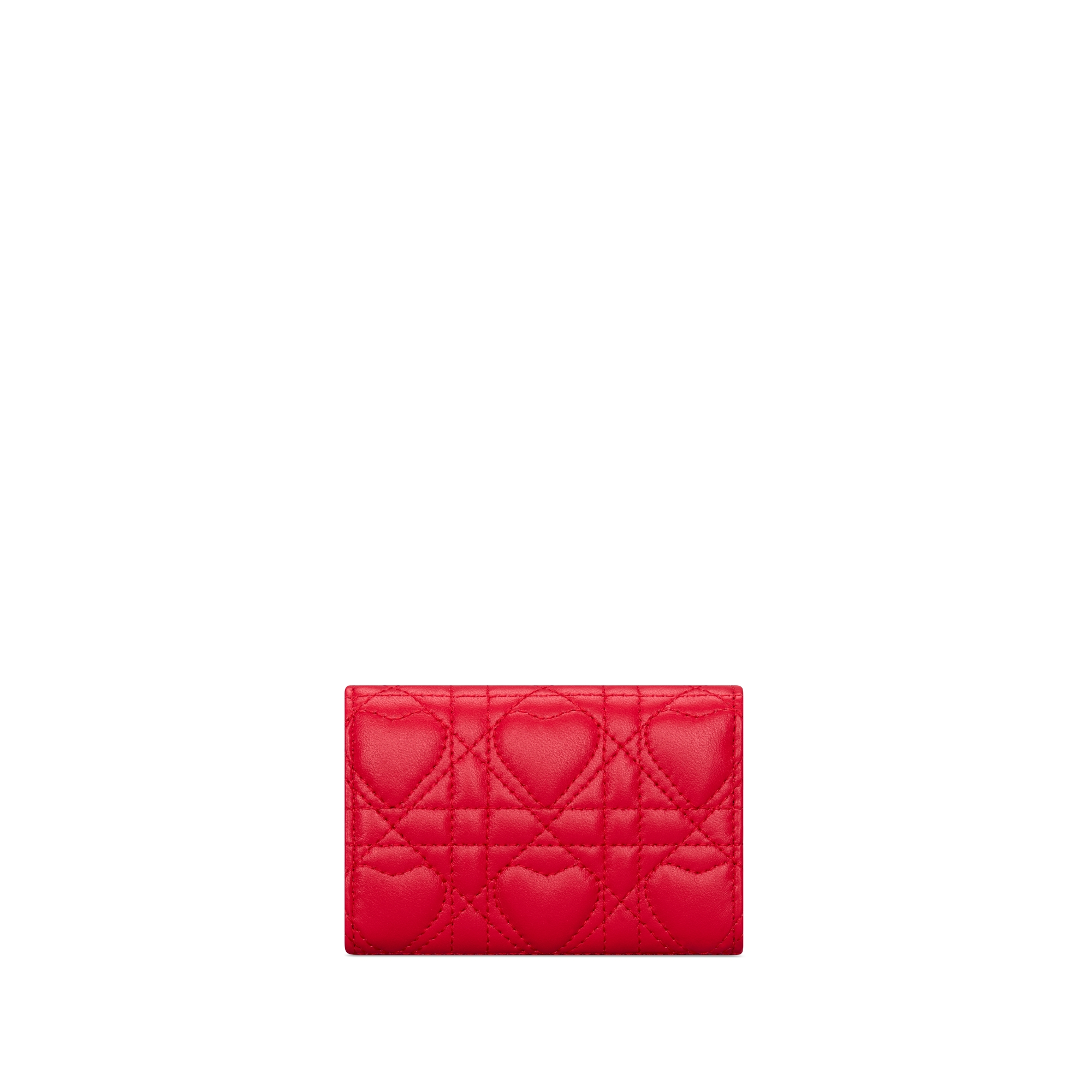 Dior Caro Glycine Wallet Monsignore Red Cannage Lambskin with Heart Motif E08
