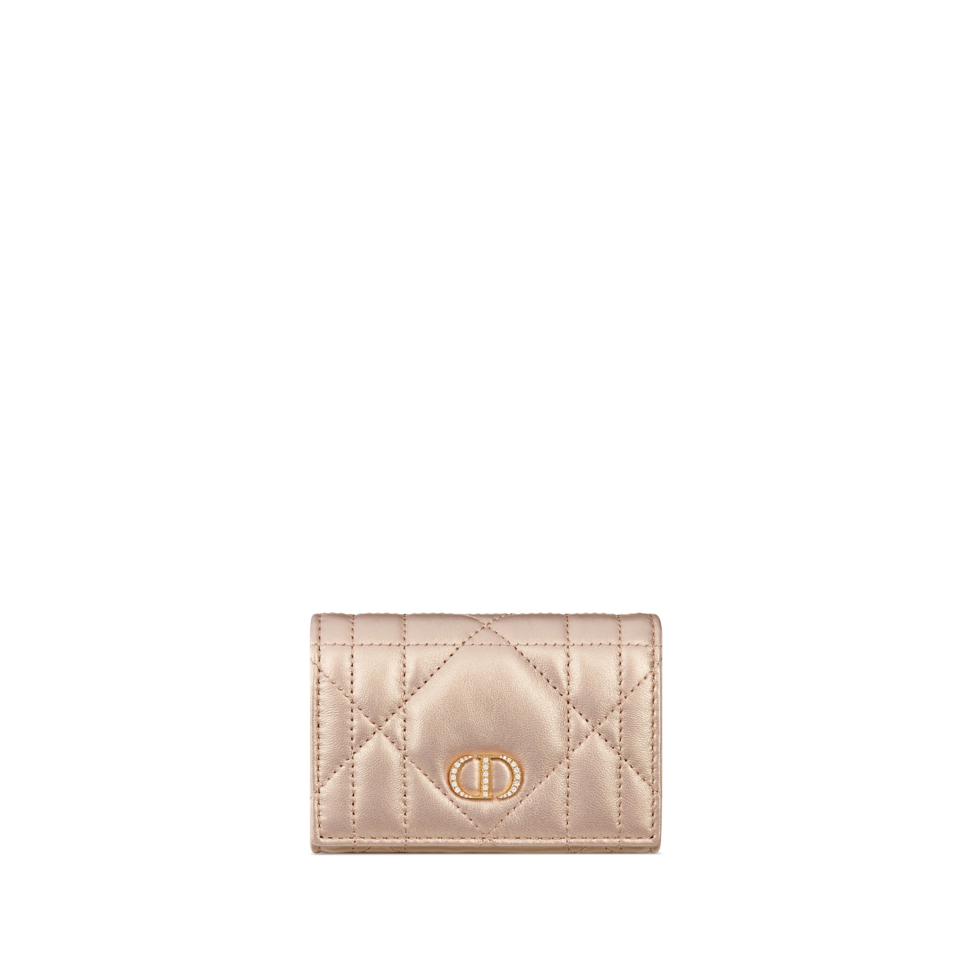 Dior Caro Glycine Wallet Pearlescent Pink Macrocannage Lambskin | DIOR