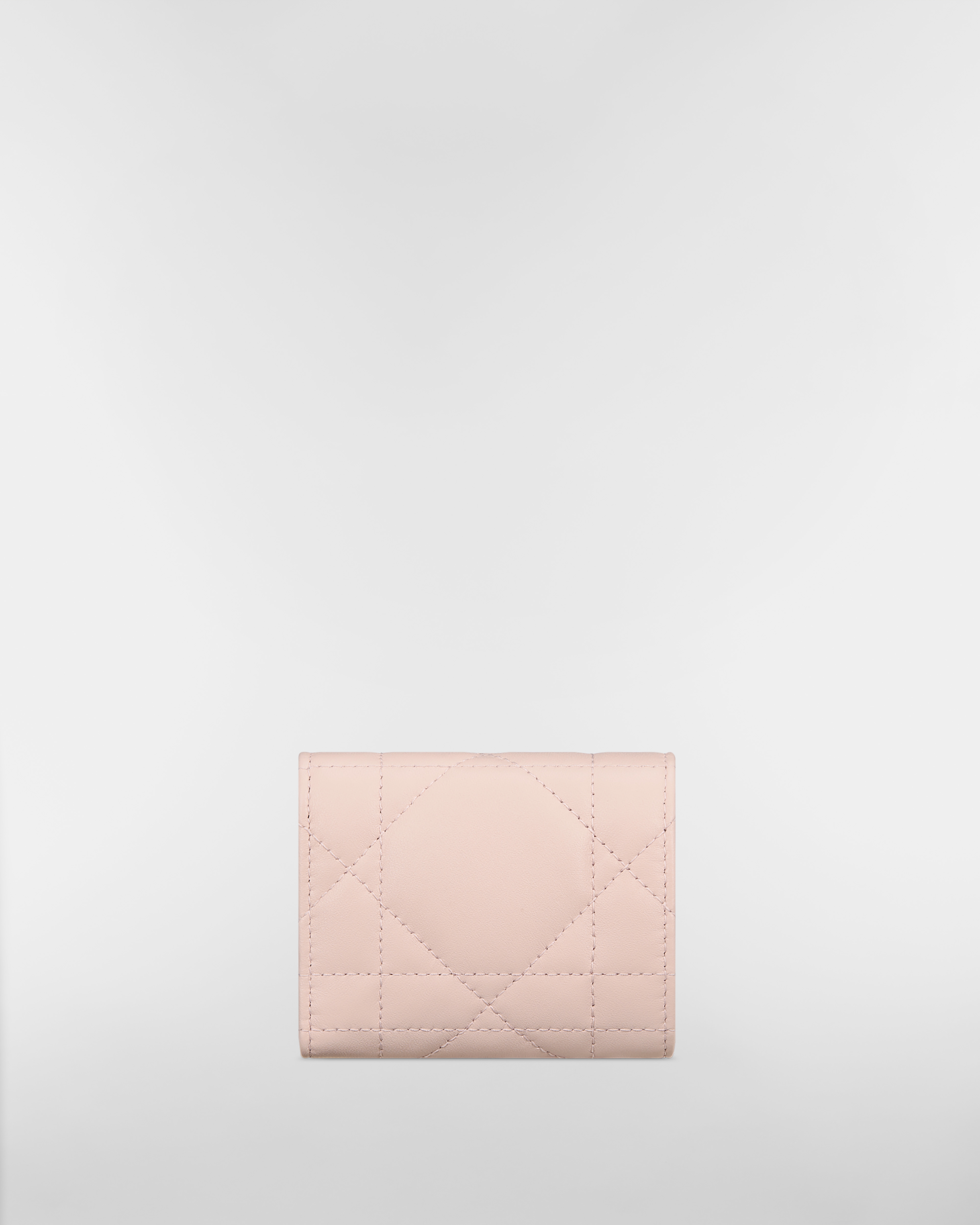 크리스탈 장식 Dior Caro Hibiscus L형 지퍼 지갑 파우더 핑크 매크로까나쥬 양가죽 E08