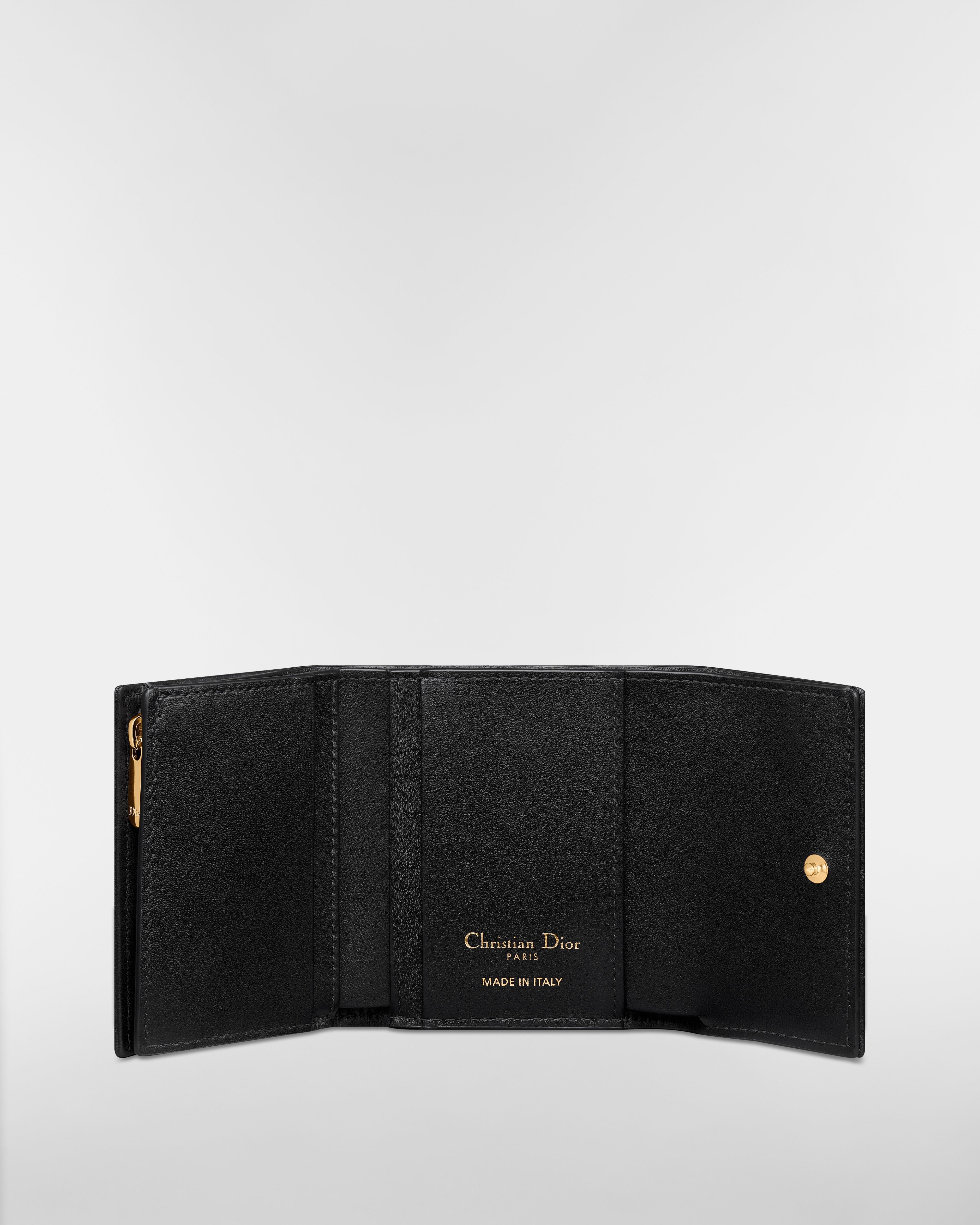 크리스탈 장식 Dior Caro Hibiscus L형 지퍼 지갑 블랙 매크로까나쥬 양가죽 E07