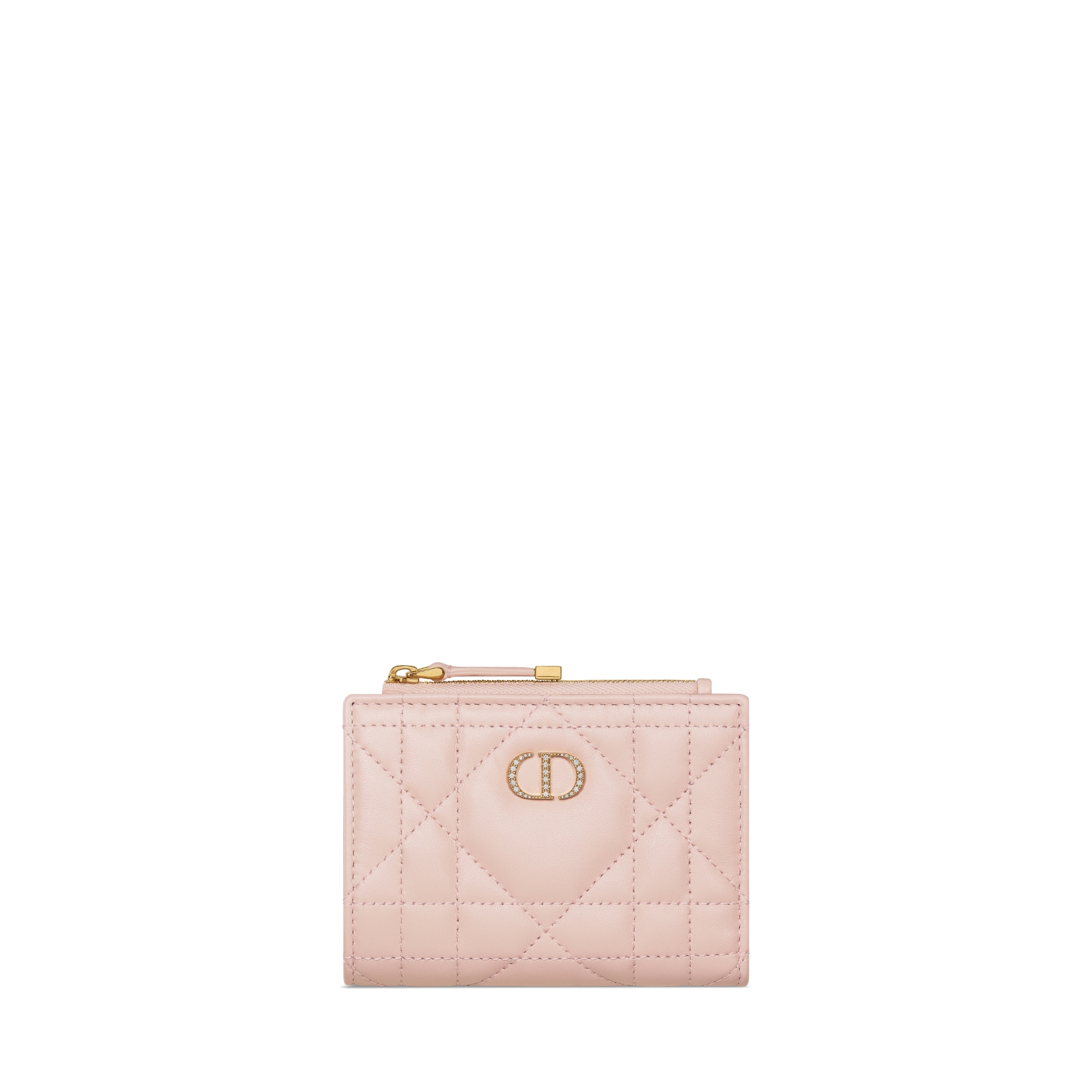 Dior Caro Dahlia Wallet with Crystals Powder Pink Macrocannage Lambskin E01