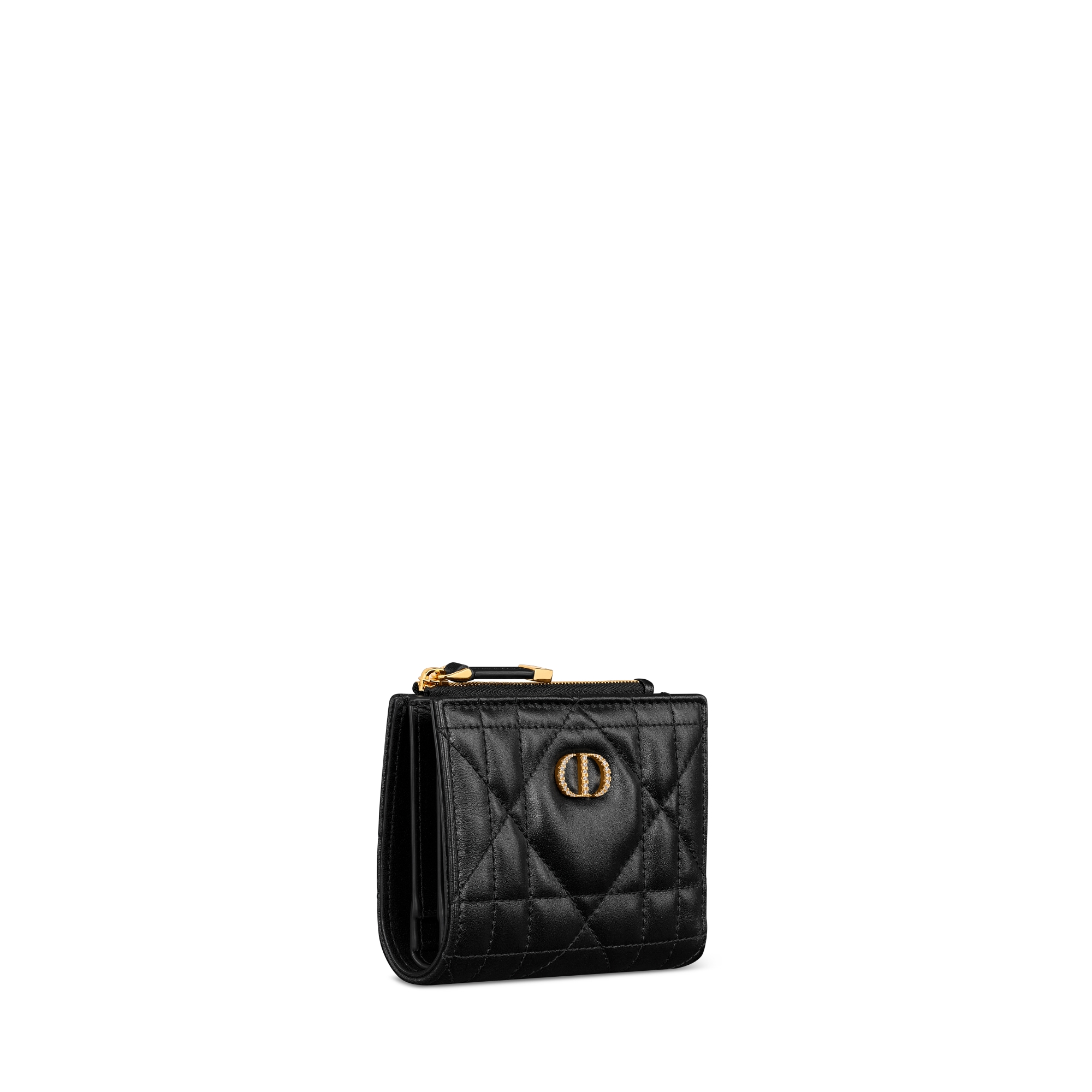 Dior Caro Dahlia Wallet with Crystals Black Macrocannage Lambskin E03