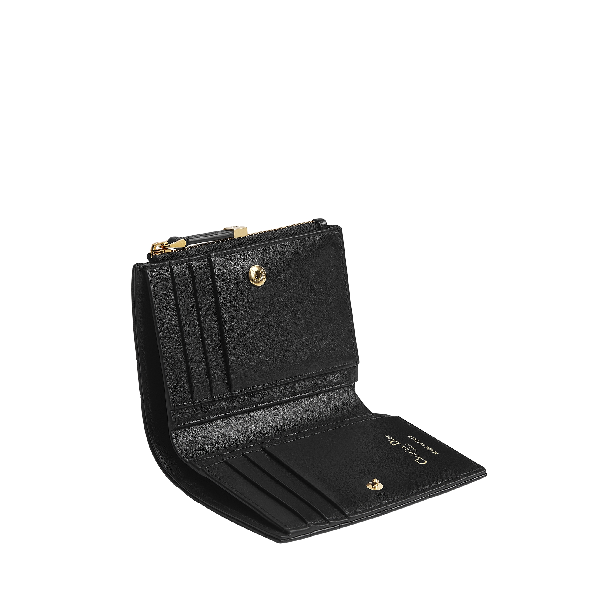 Dior Caro Dahlia Wallet with Crystals Black Macrocannage Lambskin E06