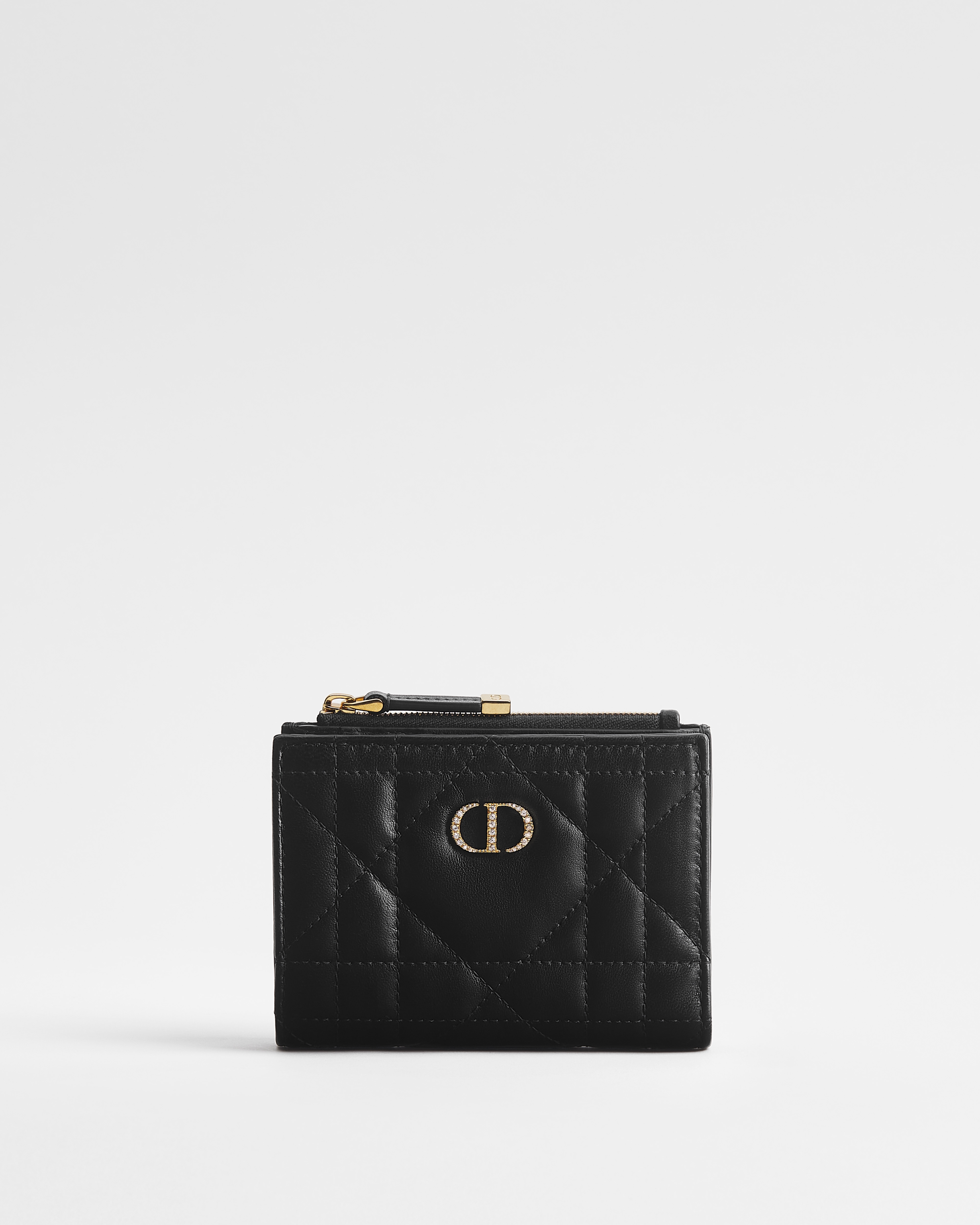 Dior Caro Dahlia Wallet with Crystals Black Macrocannage Lambskin E01
