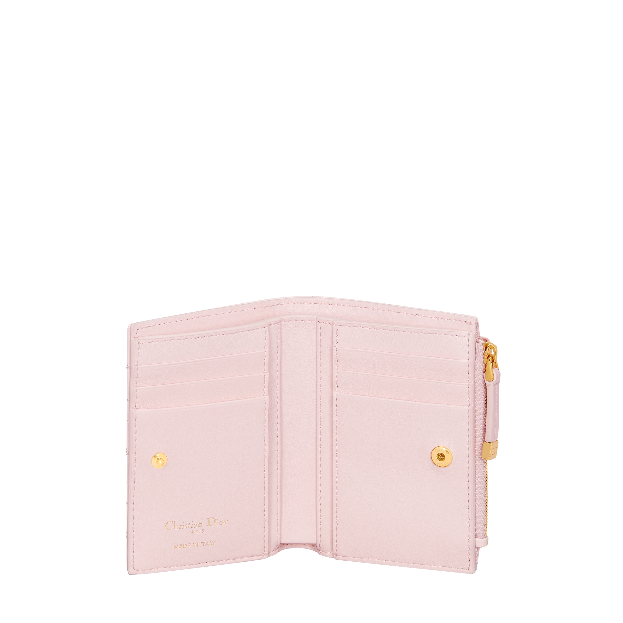 Dior Caro Dahlia Wallet Macaron Pink Cannage Lambskin with Heart Motif E07