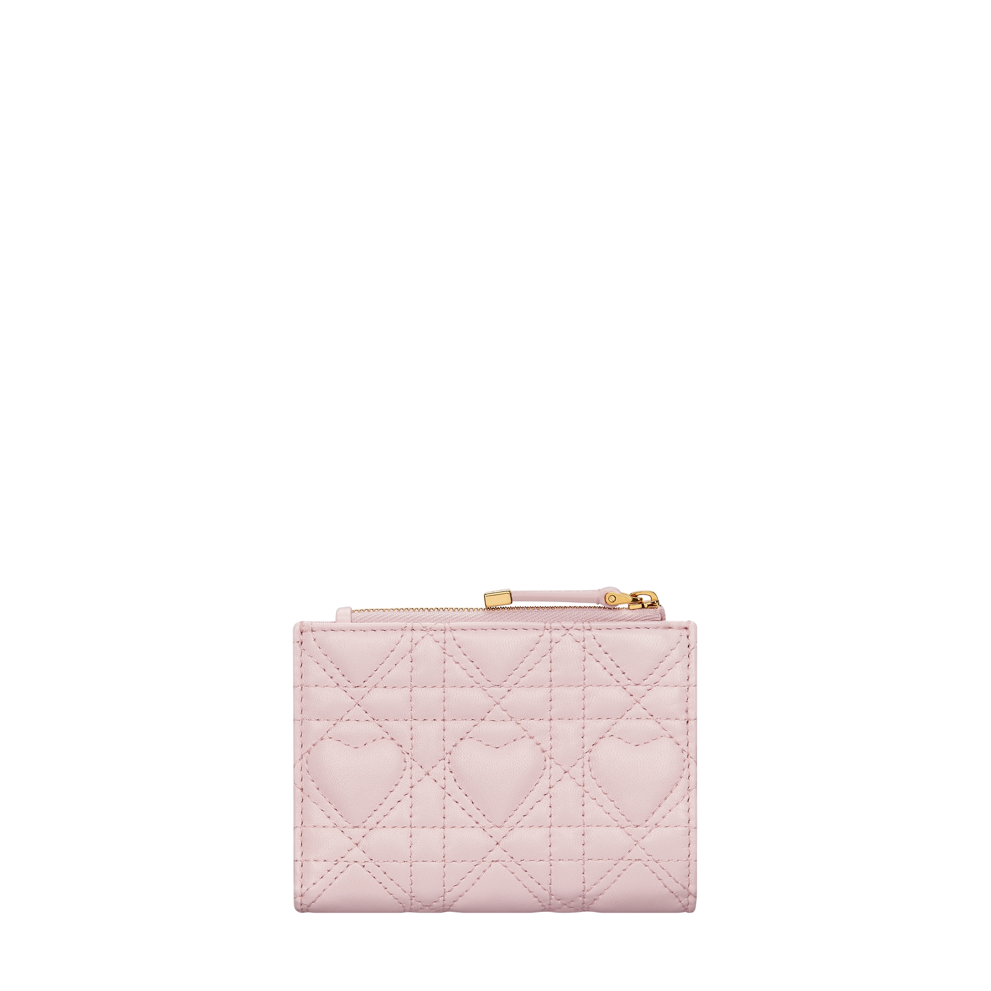 Dior Caro Dahlia Wallet Macaron Pink Cannage Lambskin with Heart Motif E08