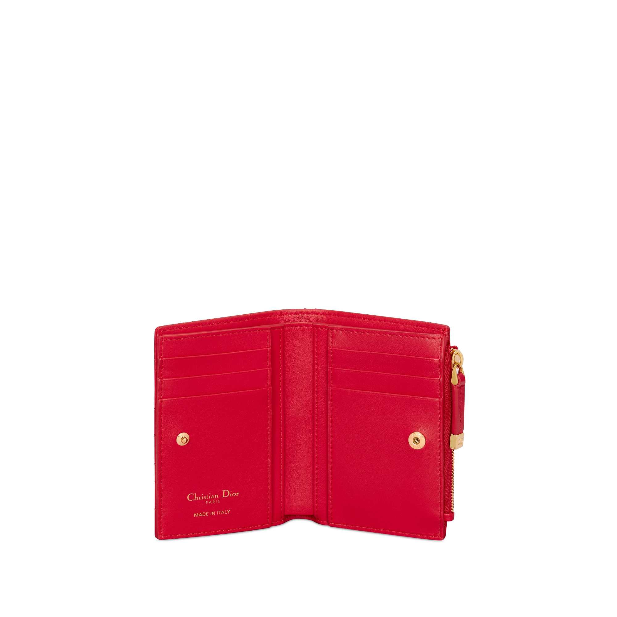 Dior Caro Dahlia Wallet Monsignore Red Cannage Lambskin with Heart Motif E07