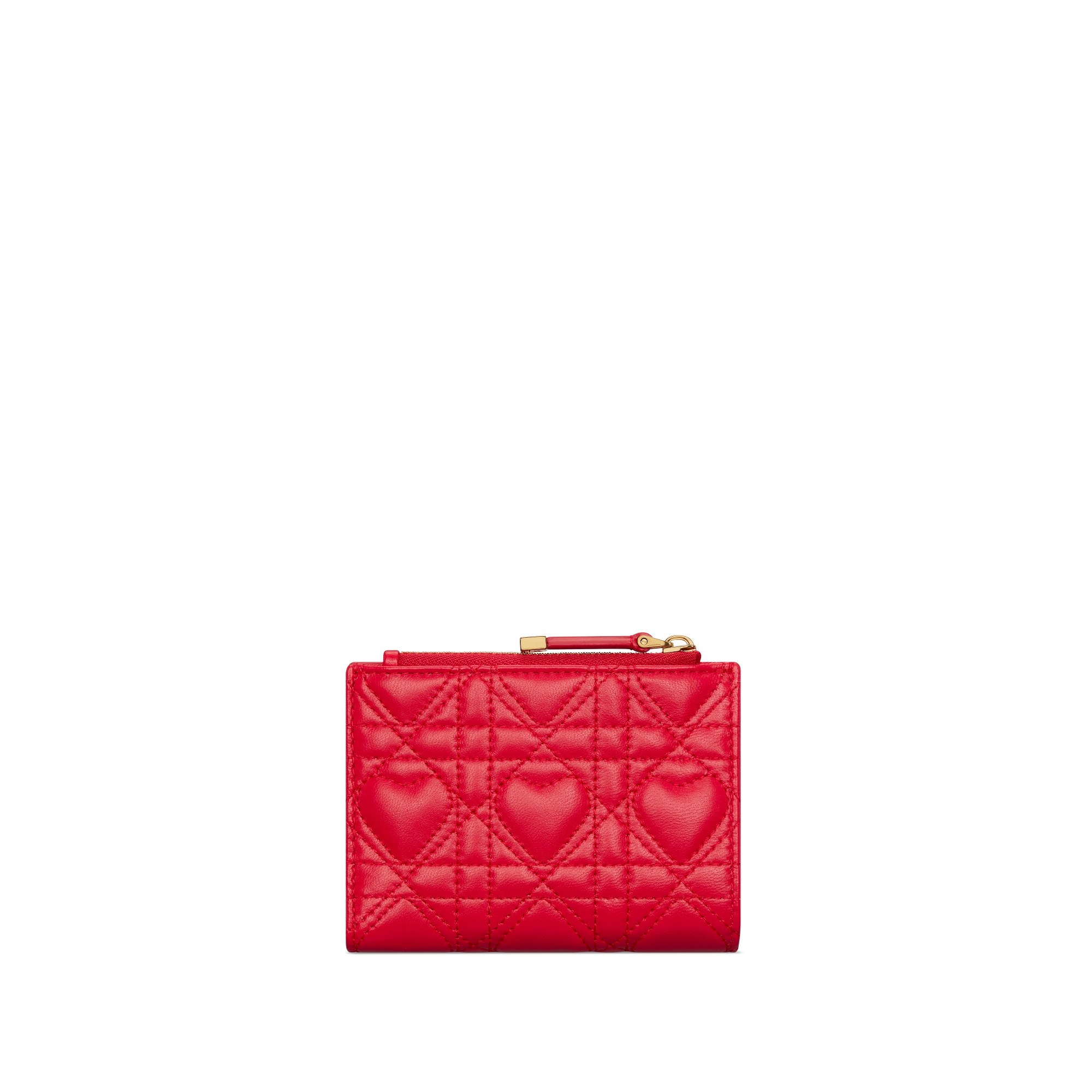 Dior Caro Dahlia Wallet Monsignore Red Cannage Lambskin with Heart Motif E08