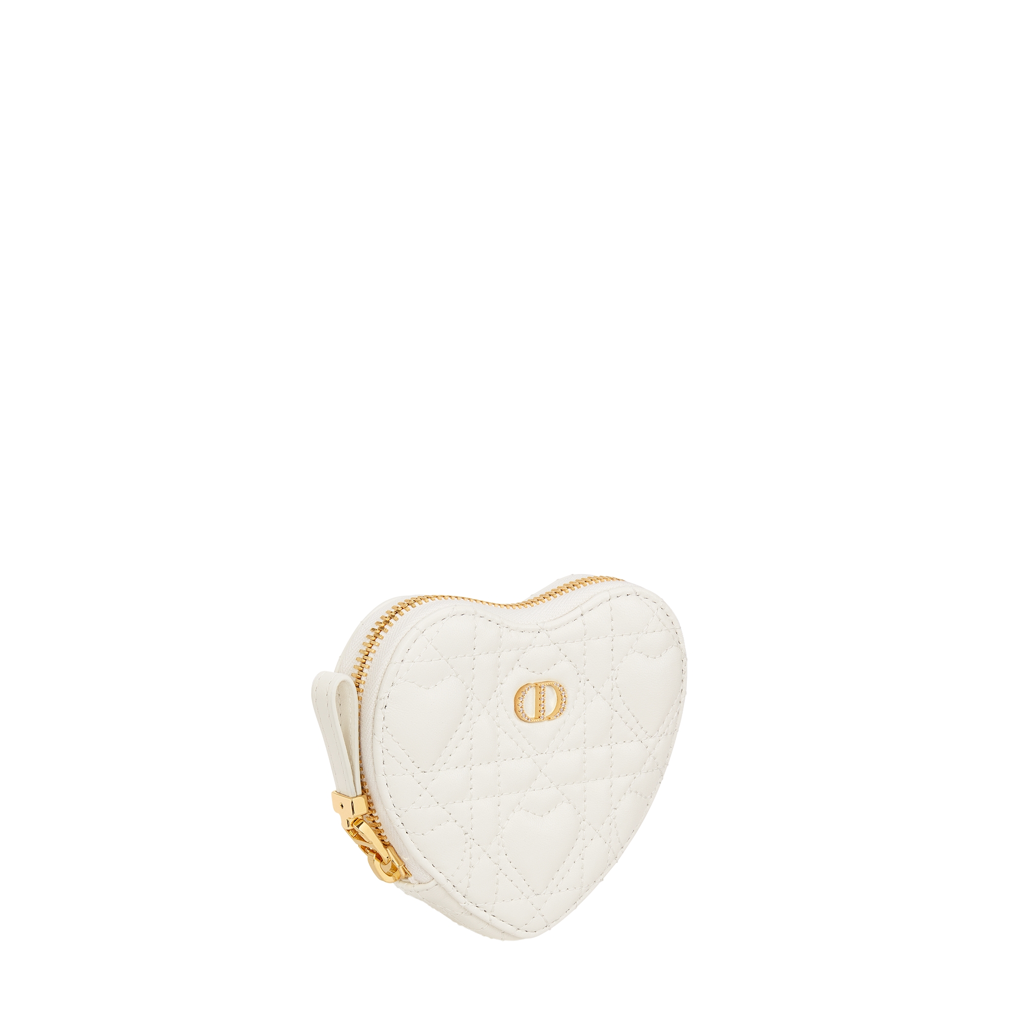Dior Caro Heart Pouch with Chain Latte Cannage Lambskin with Heart Motif E03