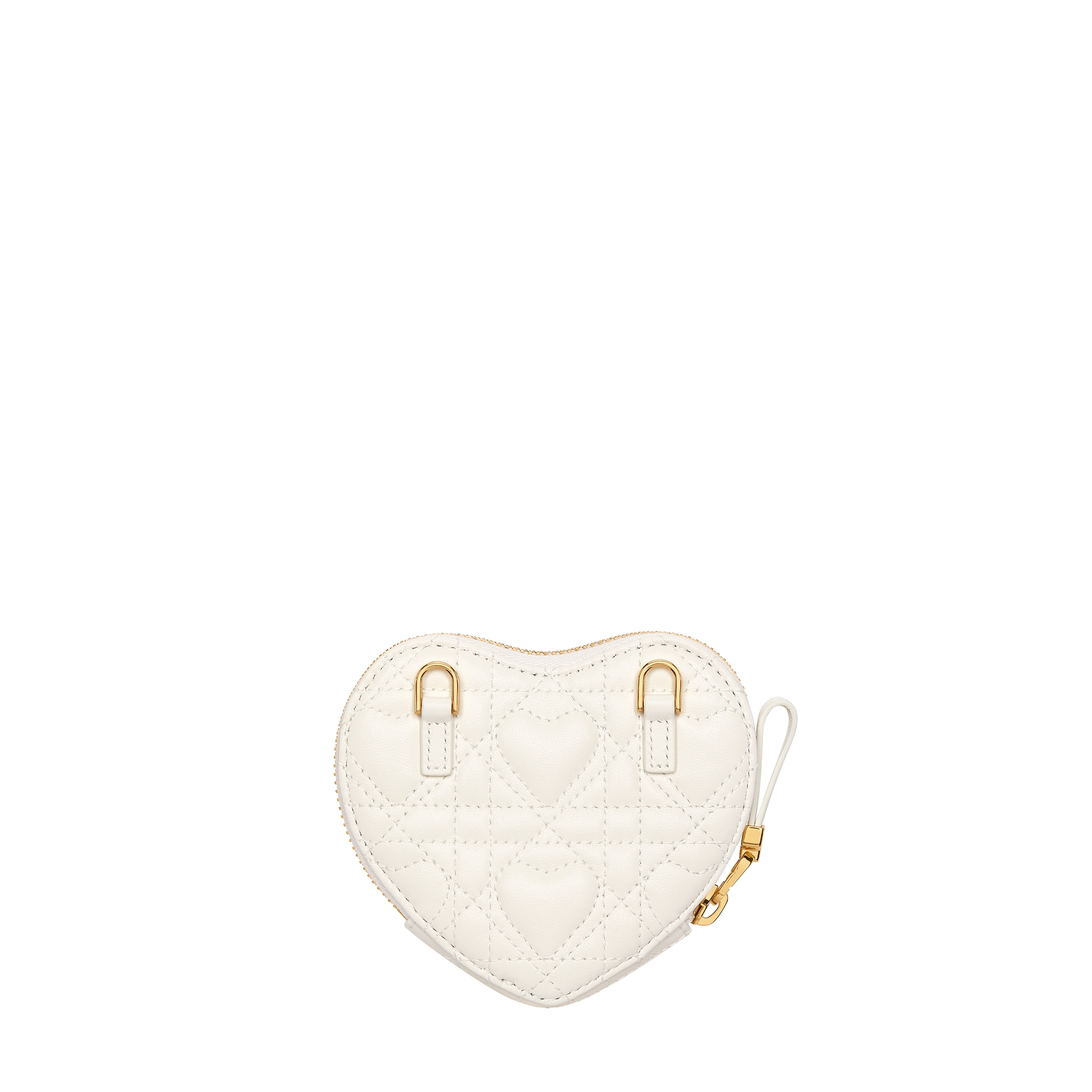 Dior Caro Heart Pouch with Chain Latte Cannage Lambskin with Heart Motif E08
