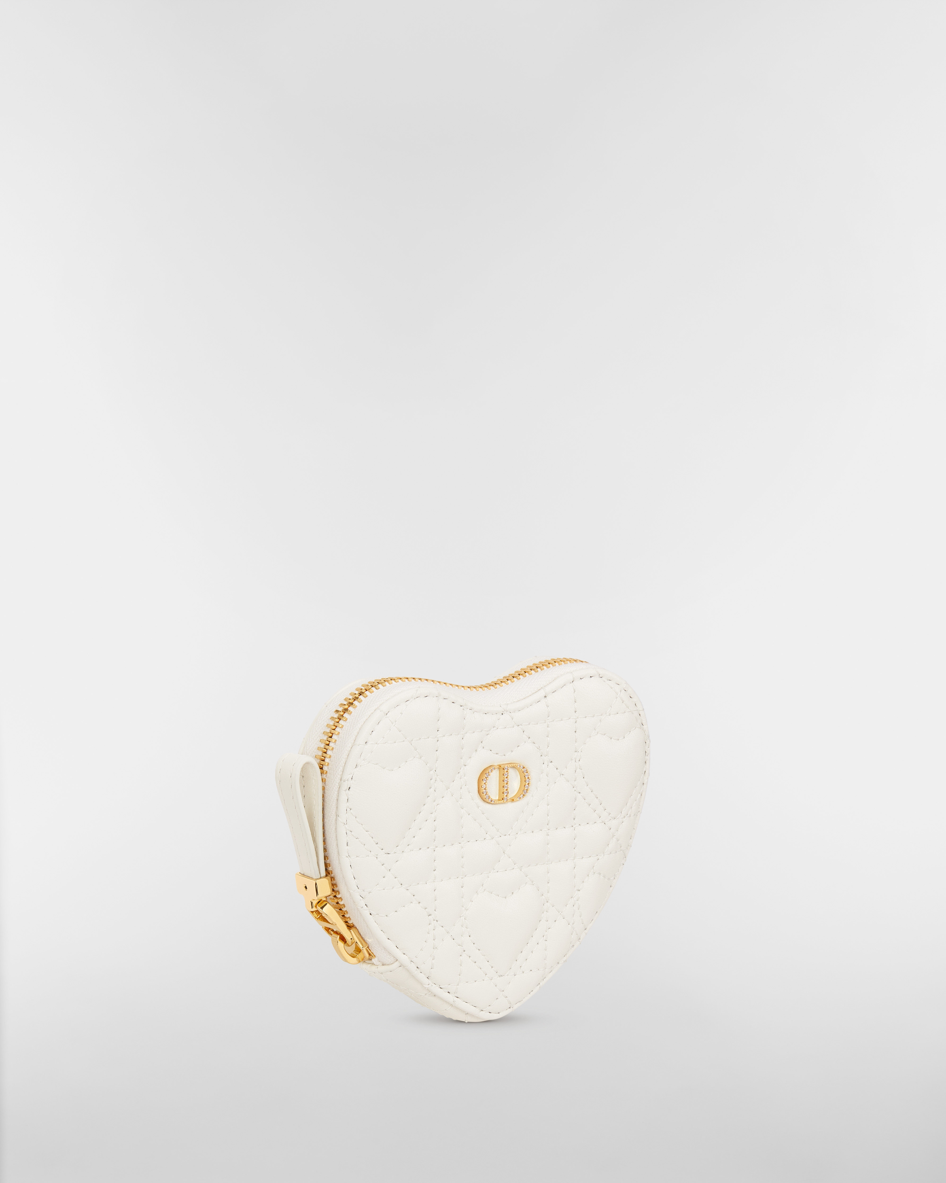 Dior Caro Heart Pouch with Chain Latte Cannage Lambskin with Heart Motif E03
