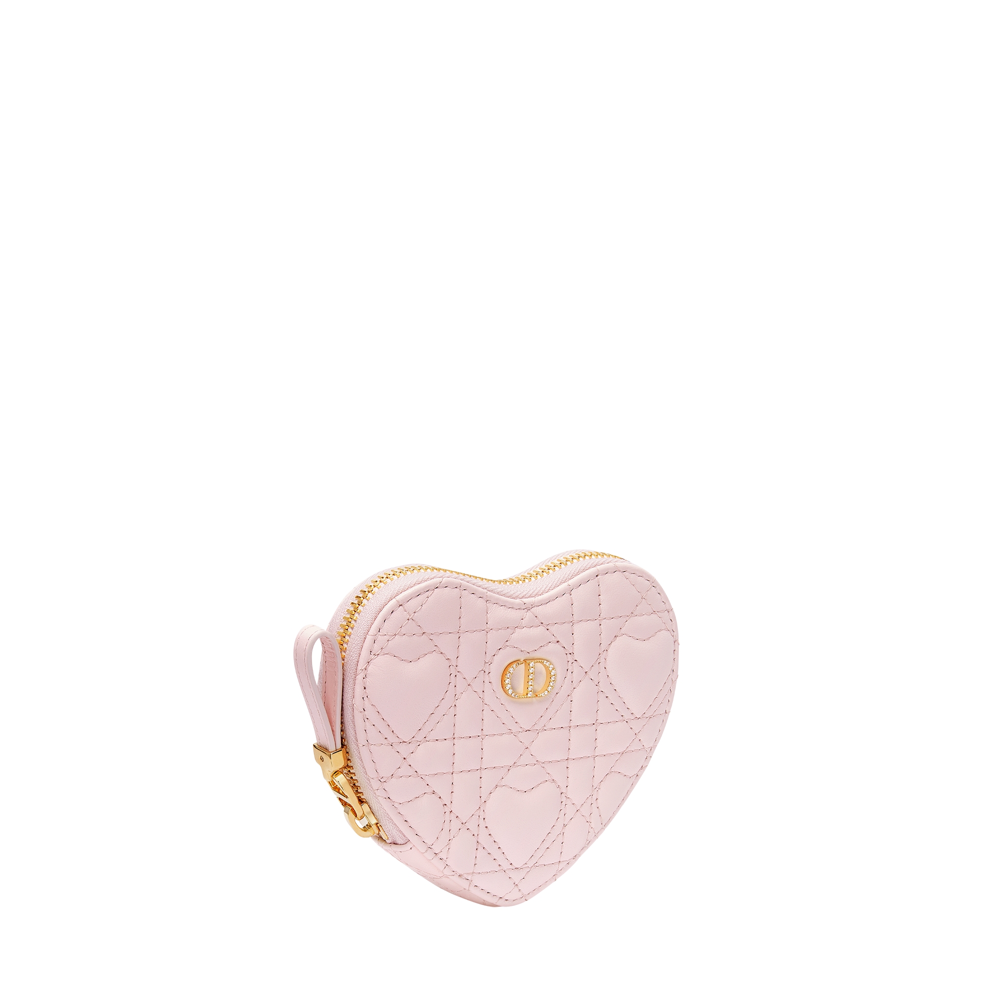 Dior Caro Heart Pouch with Chain Macaron Pink Cannage Lambskin with Heart Motif E03